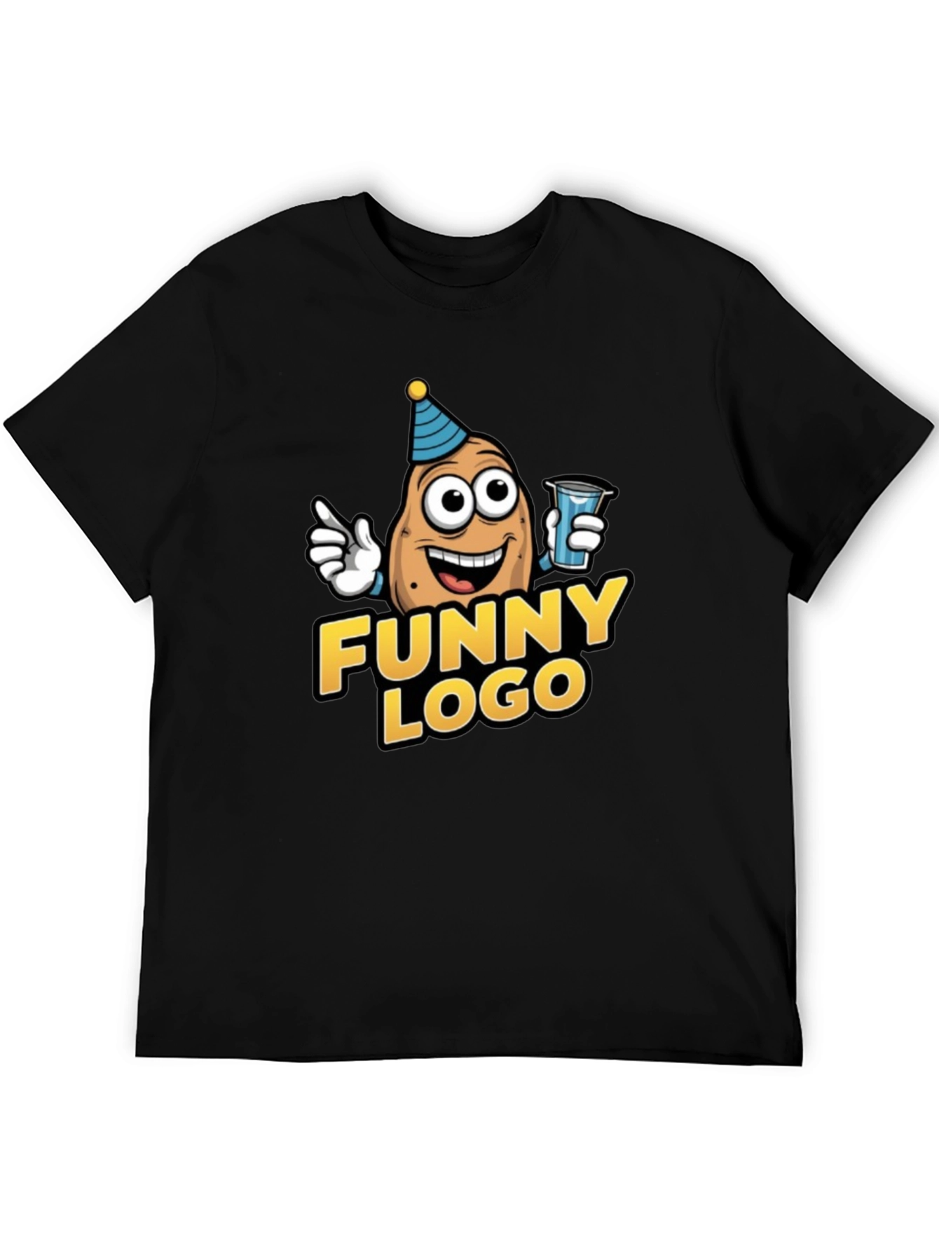 Black Funny Logo Potato Graphic Tee view 5