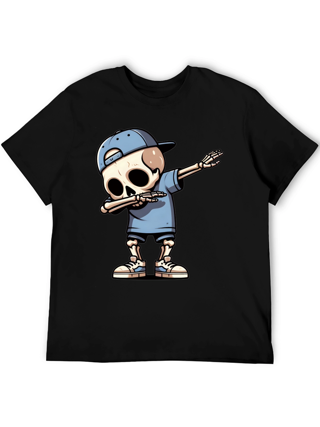 Black Dabbing Skeleton Graphic Tee - Men's Black T-Shirt view 5