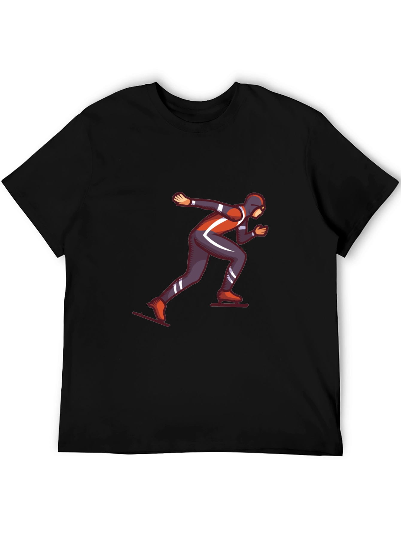 Black Speed Skater Graphic Tee - Black Cotton T-Shirt view 5