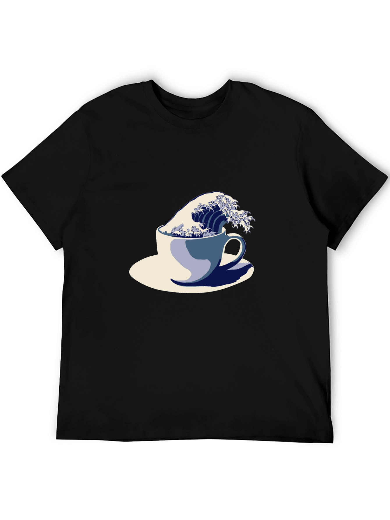 Black Wave in a Cup Graphic Tee - Unique Artistic Design view 5