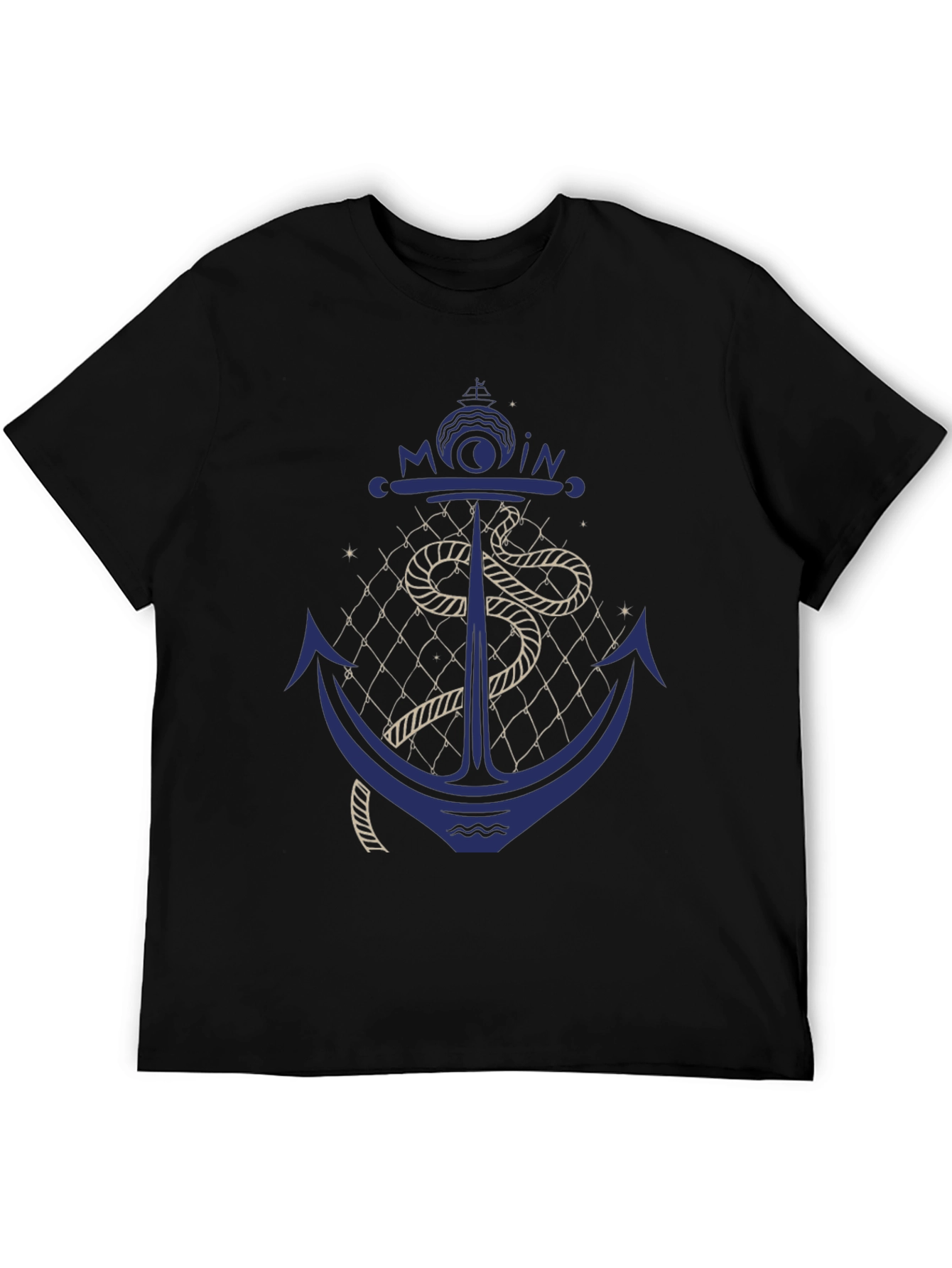 Black Nautical Anchor Graphic Print Tee - Black view 5