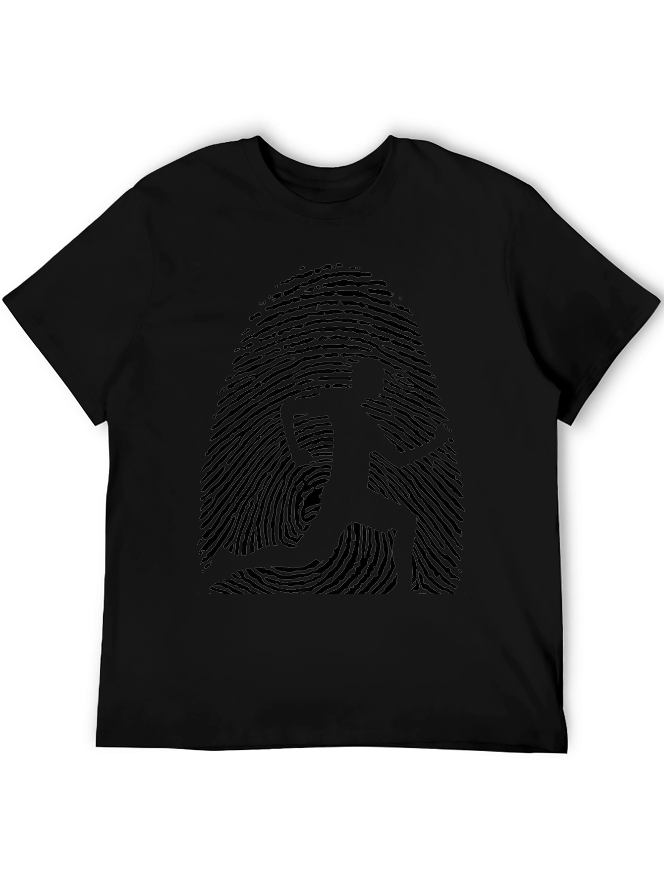 Black Fingerprint Runner Graphic Tee - Black Casual Shirt view 5