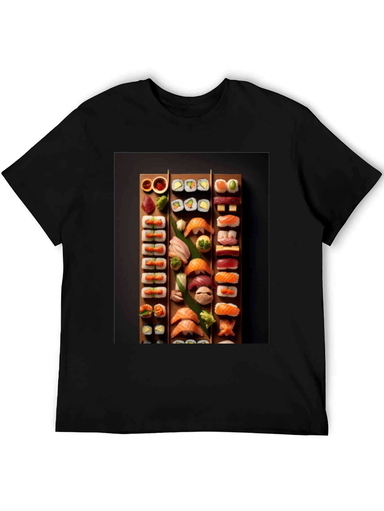 Black Sushi Platter Graphic T-Shirt - Foodie Fashion view 5