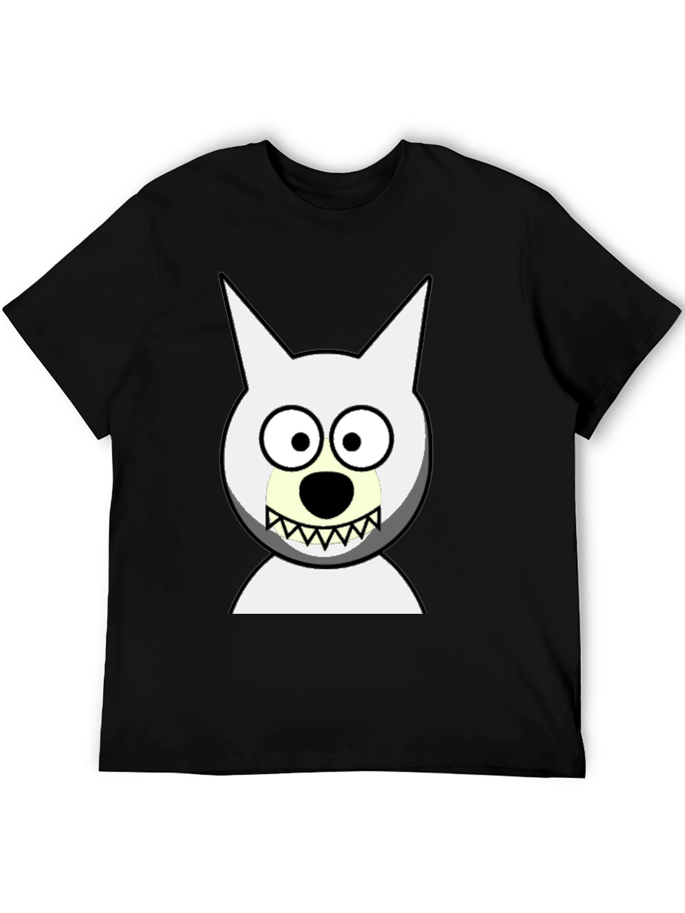 Black Funny Cartoon Wolf Graphic Black T-Shirt view 5