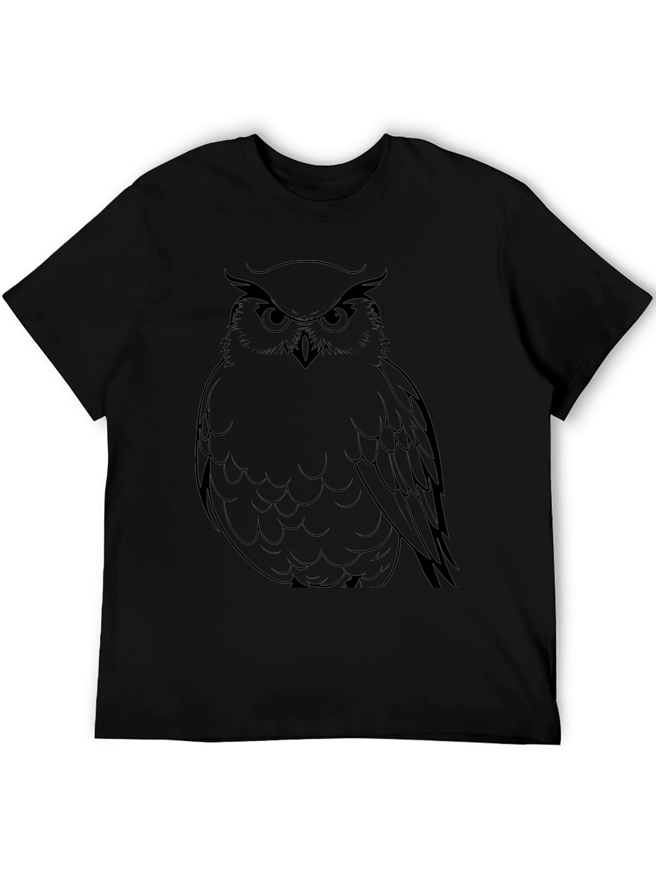 Black Men's Black Owl Graphic Tee view 5