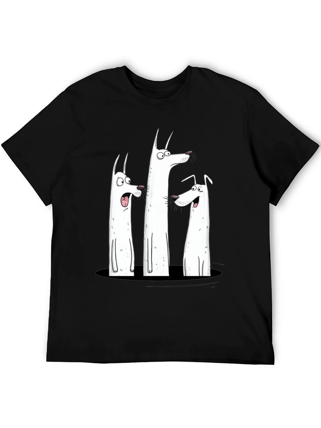 Black Funny Dog Graphic Print Black T-Shirt view 5