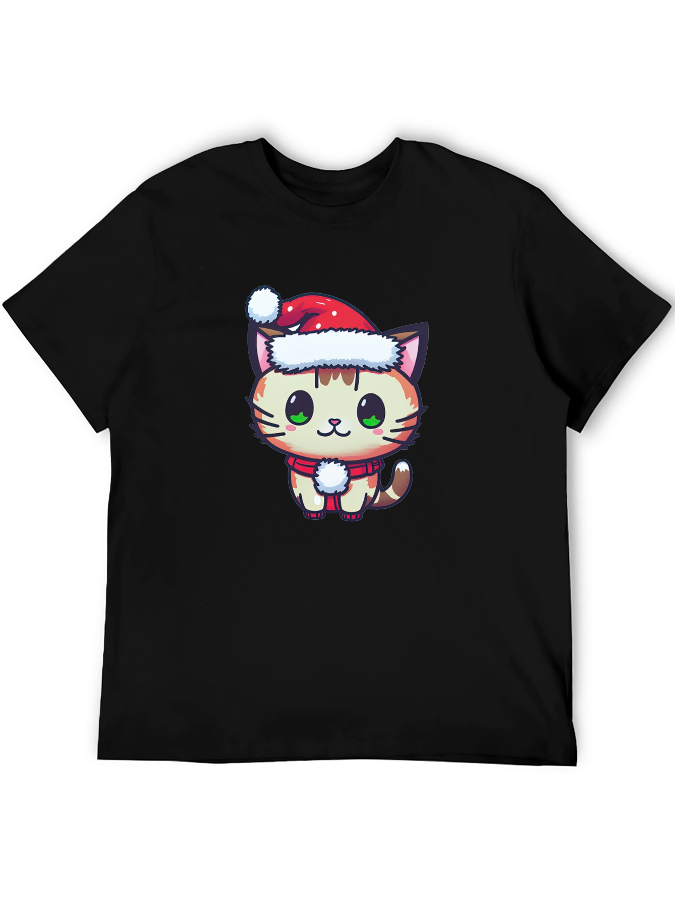 Black Festive Cat T-Shirt - Holiday Cheer view 5
