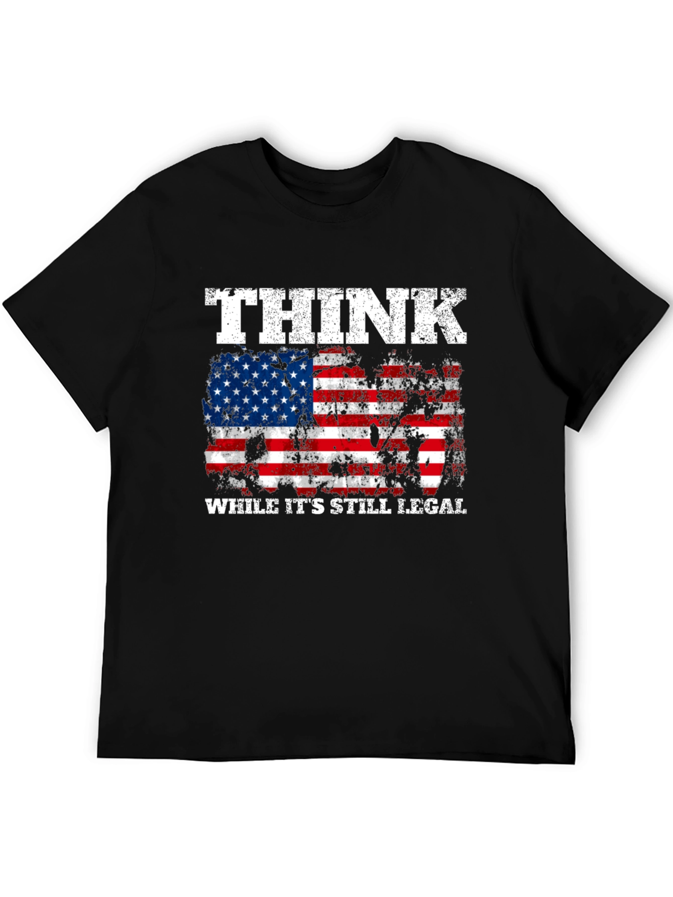 Black Think While It's Still Legal American Flag T-Shirt view 5