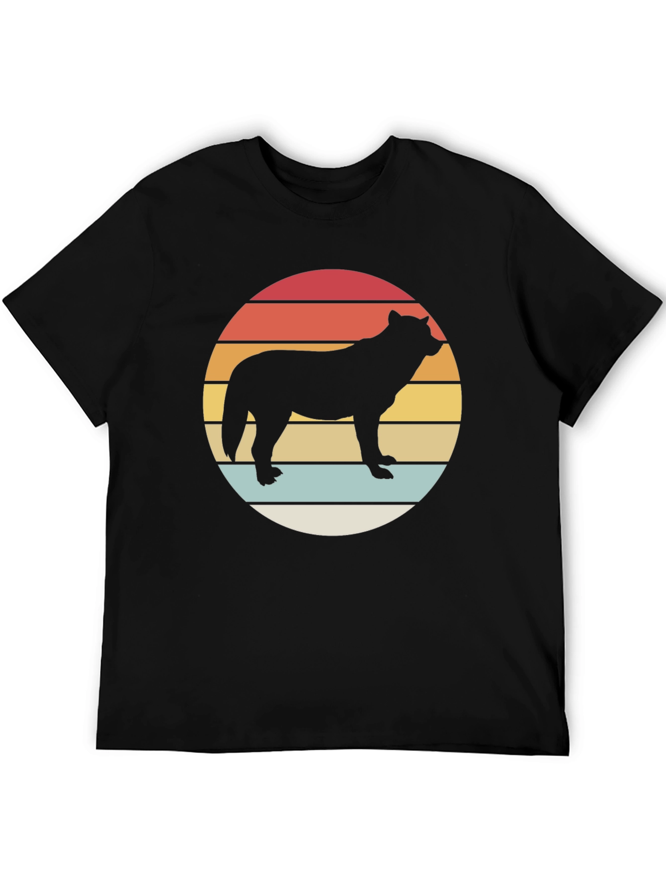 Black Retro Wolf Silhouette T-Shirt view 5