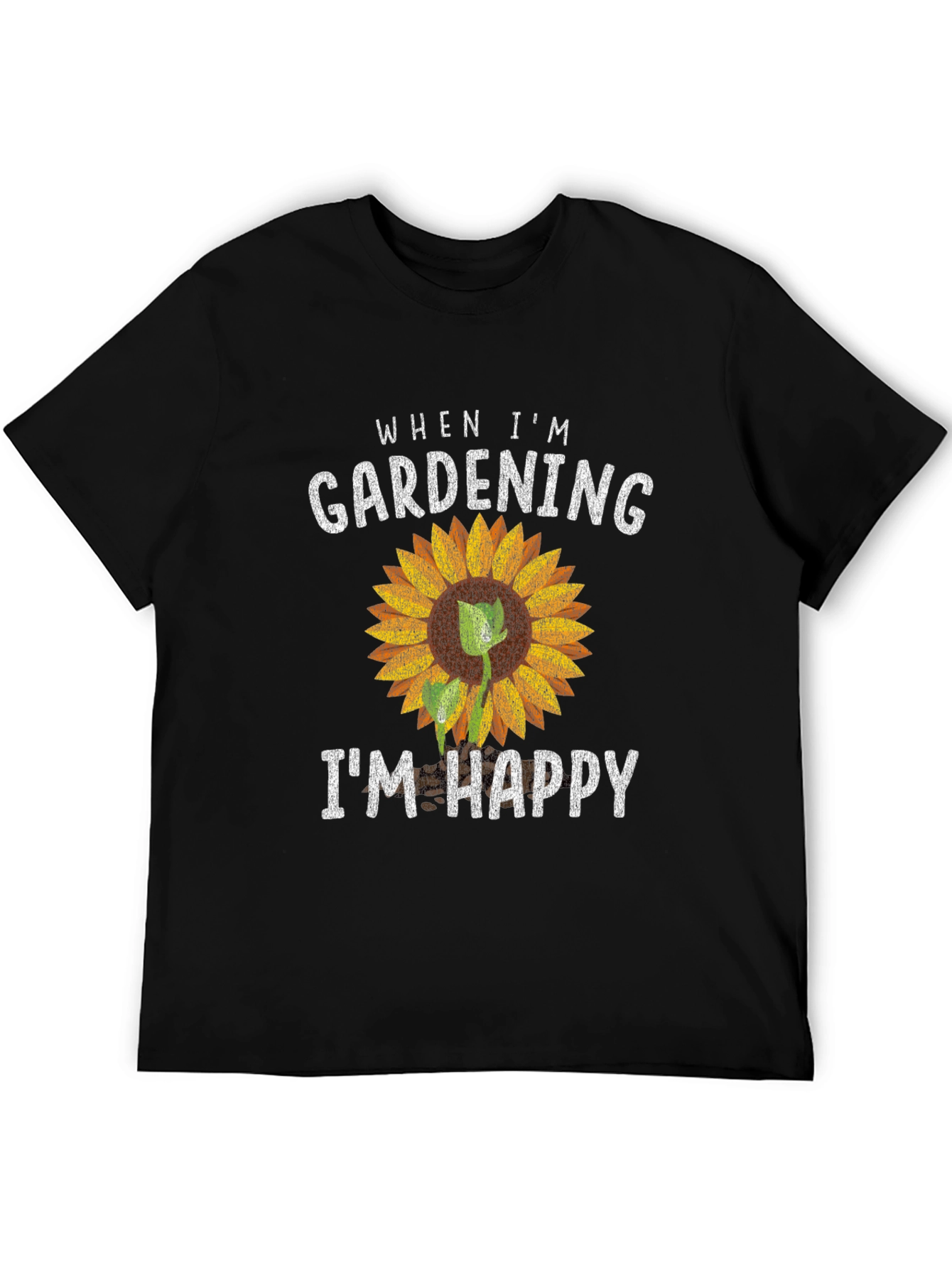 Black Gardening Makes Me Happy T-Shirt Sunflower Graphic view 5