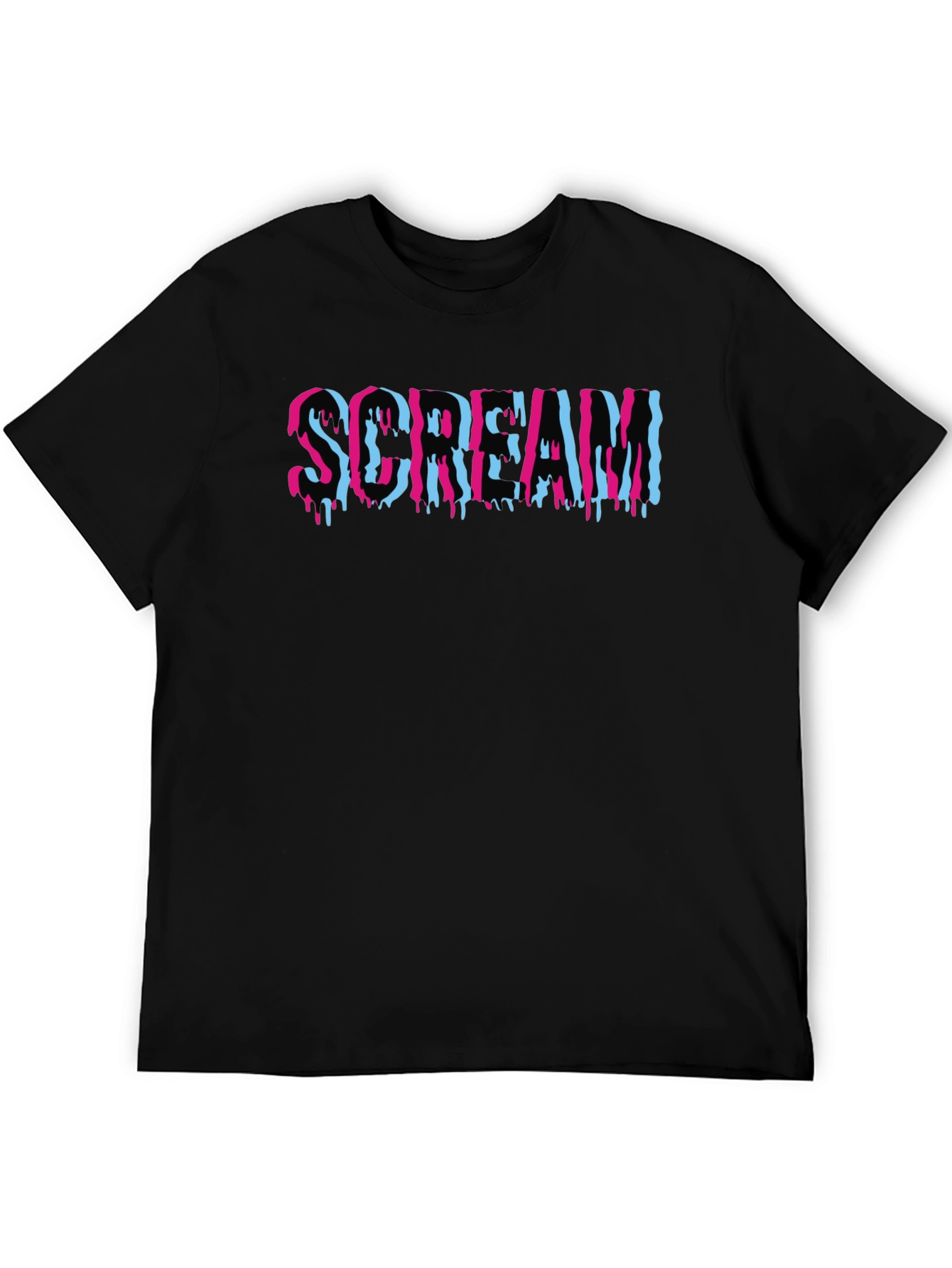 Black Scream Graphic Print T-Shirt, Cotton Blend Tee view 5