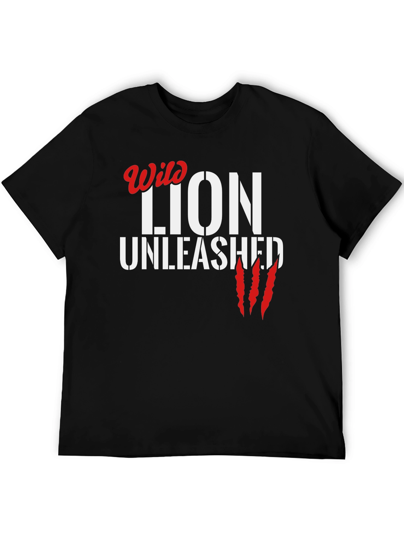Wild Lion Unleashed Black Graphic T-Shirt - 5