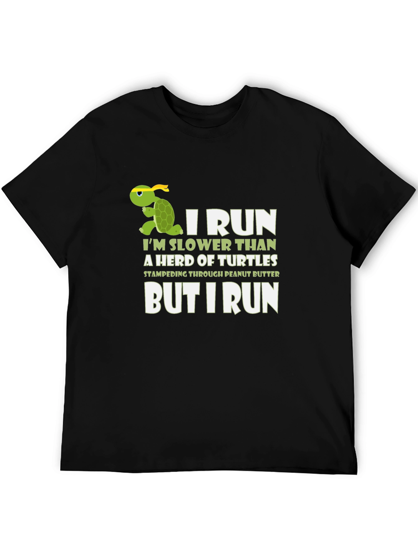 Black Funny Turtle Running T-Shirt - I Run Slower view 5