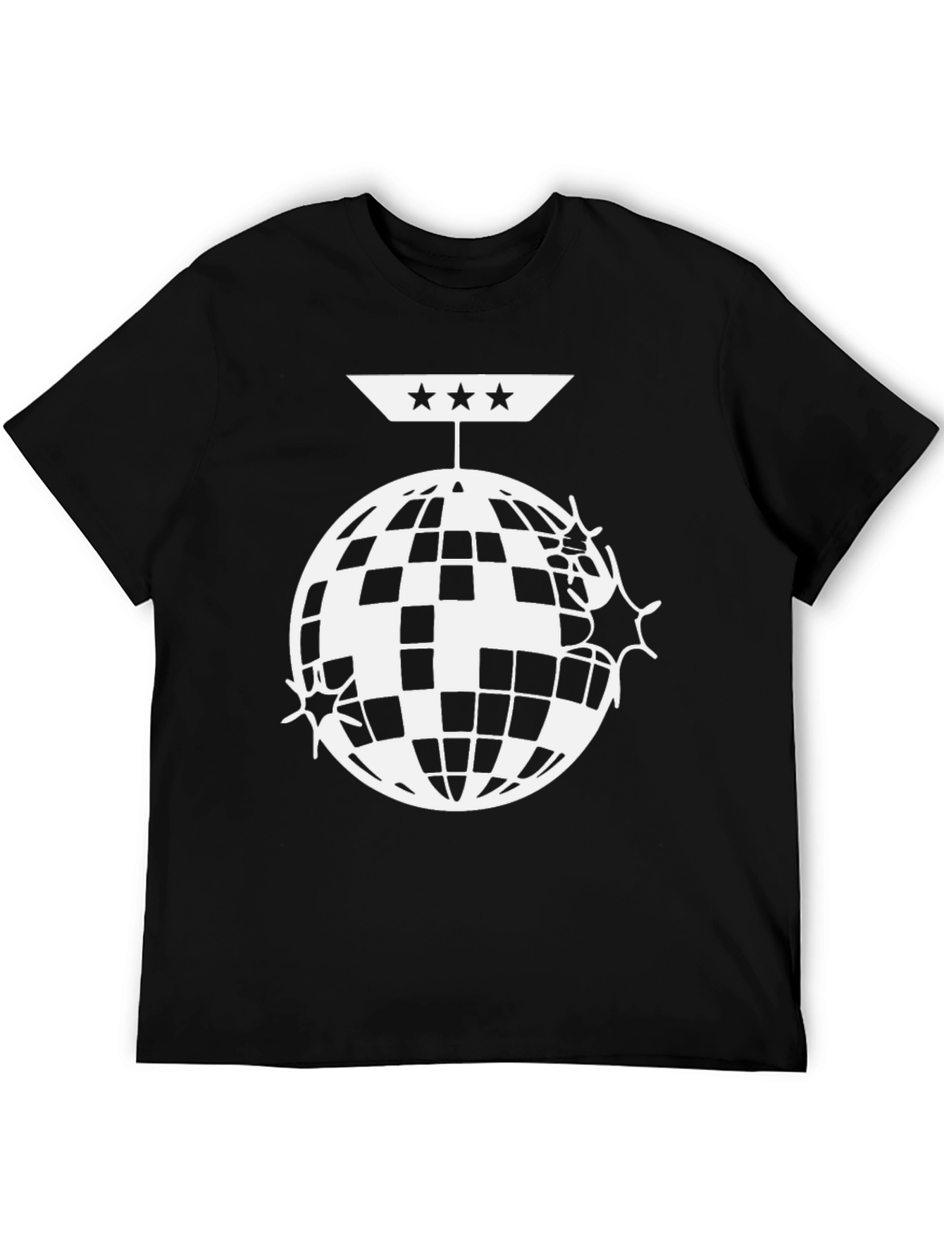 Black Disco Ball Graphic Tee - Black Cotton view 5