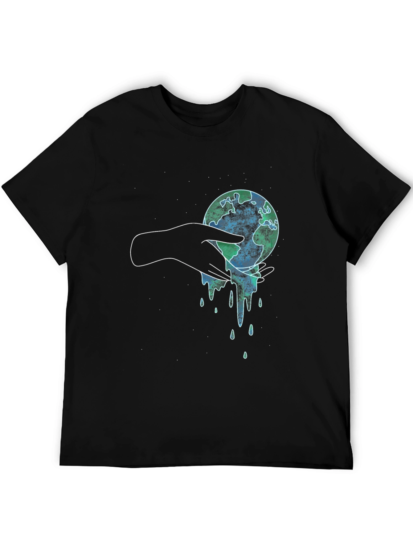 Black Melting Earth Graphic Tee - Save the Planet T-Shirt view 5