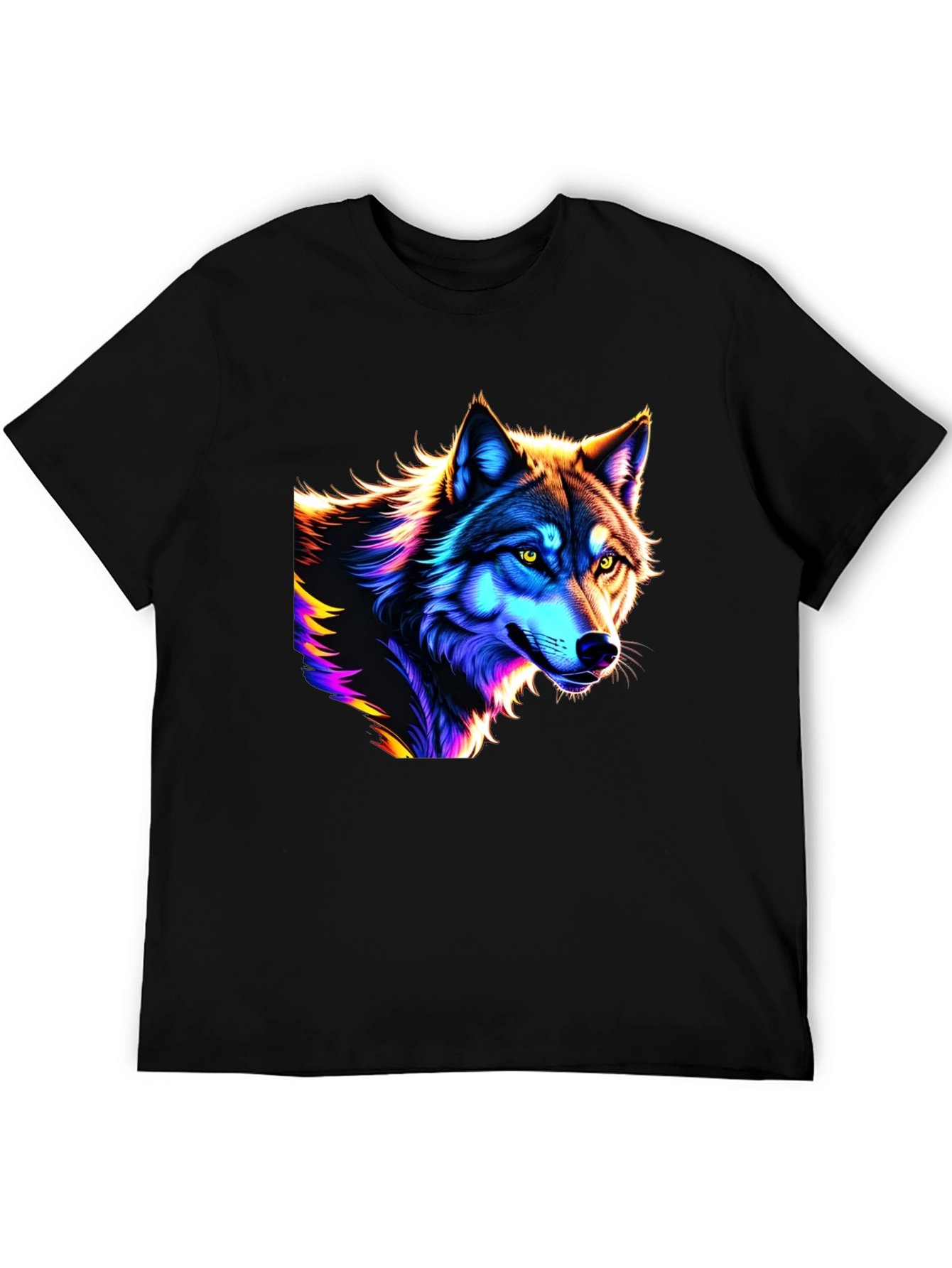 Black Neon Wolf Graphic T-Shirt view 5
