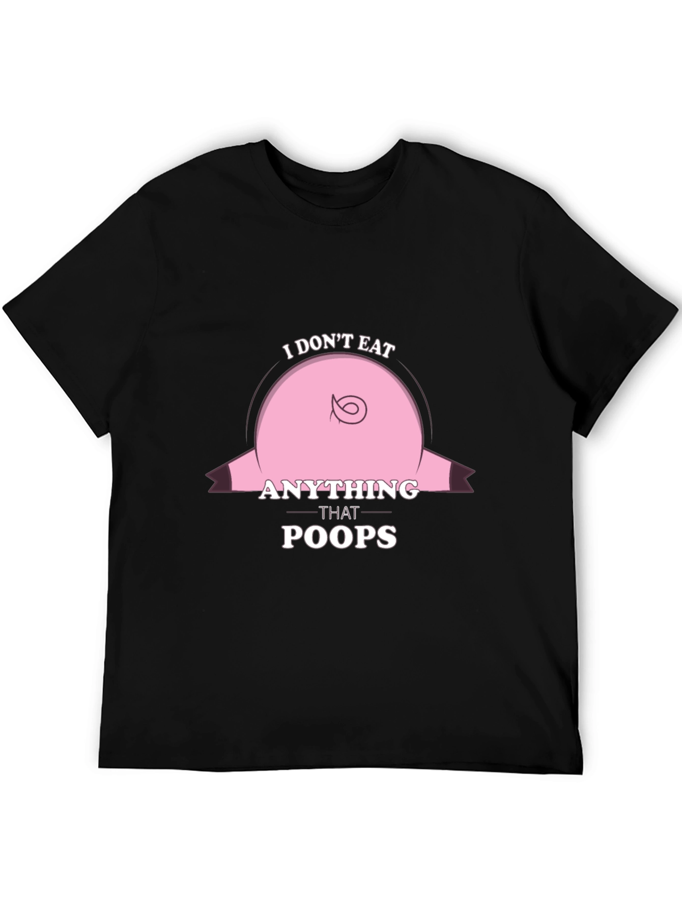 Black Funny Vegan T-Shirt - I Don't Eat Anything That Poops view 5