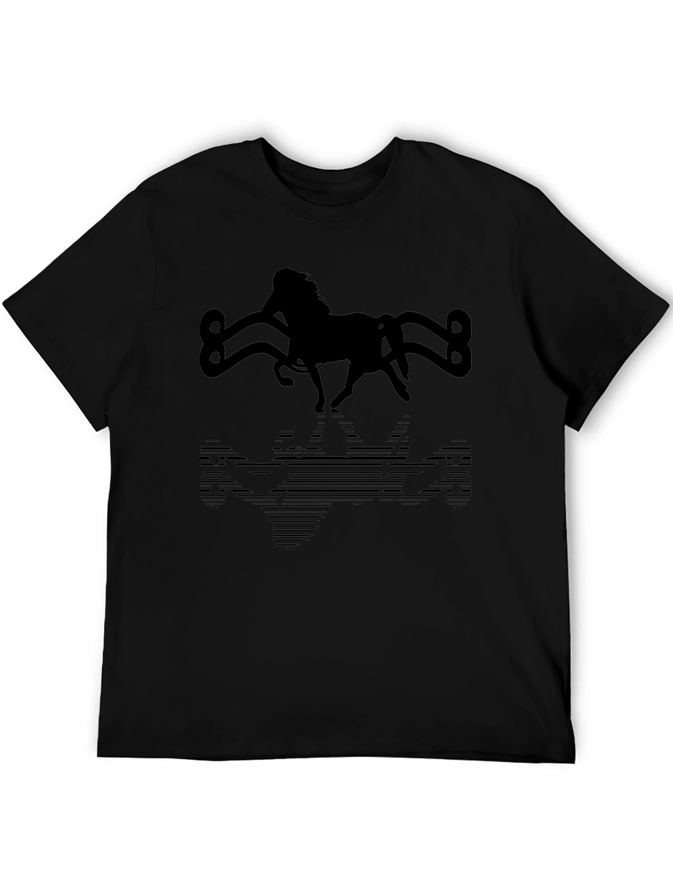 Black Horse Silhouette Graphic Tee - Black Cotton Blend view 5