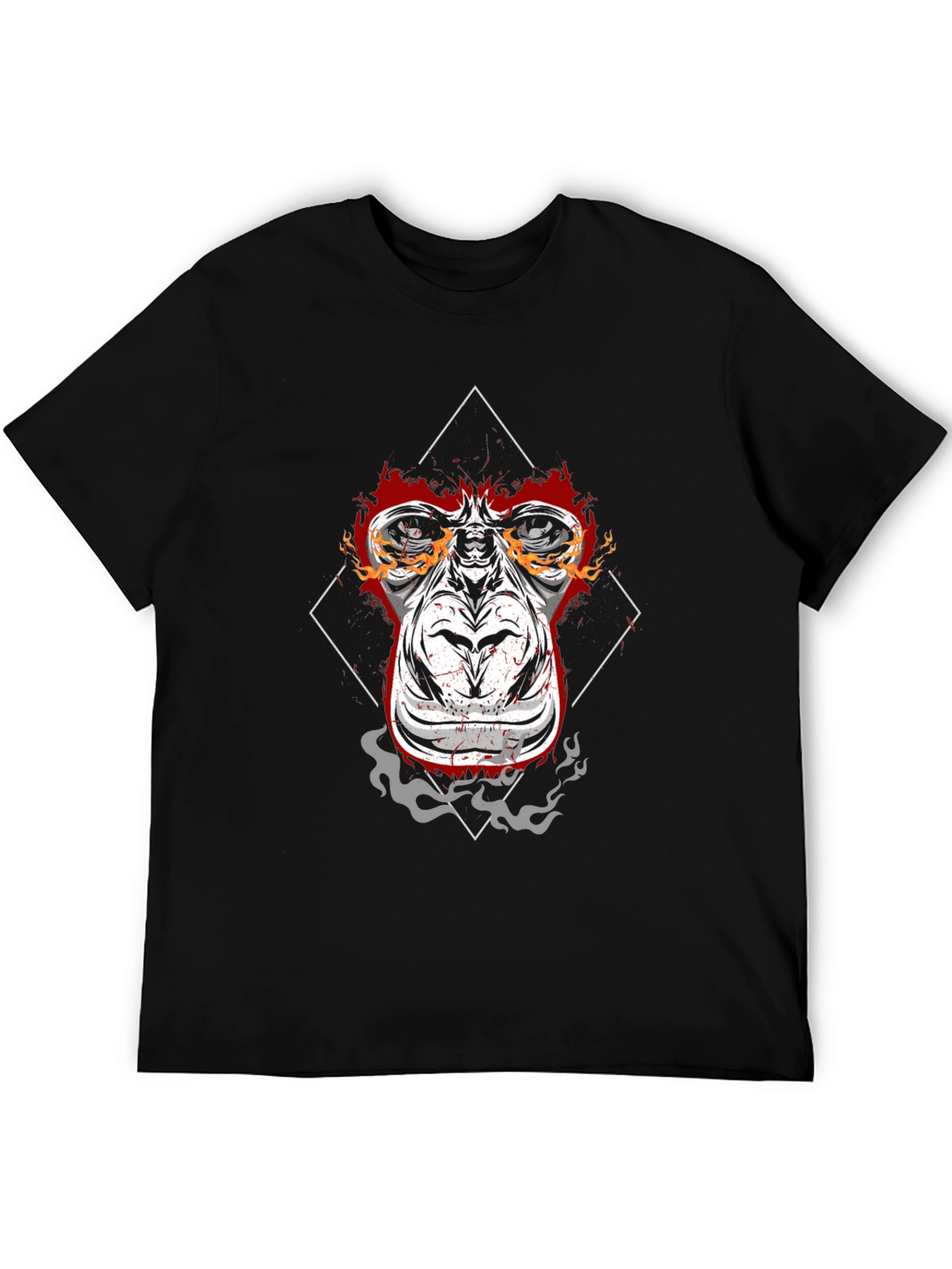 Black Fiery Ape Graphic Tee - Black Cotton T-Shirt view 5