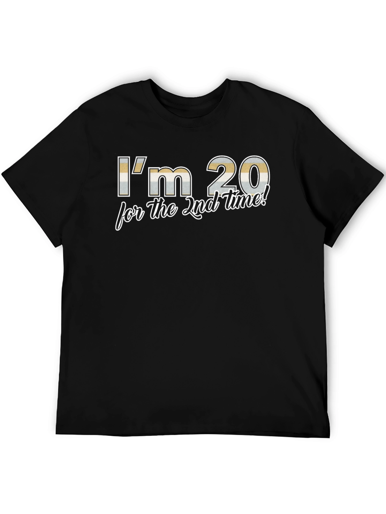Black I'm 20 for the 2nd Time! T-Shirt - Funny Birthday Tee view 5