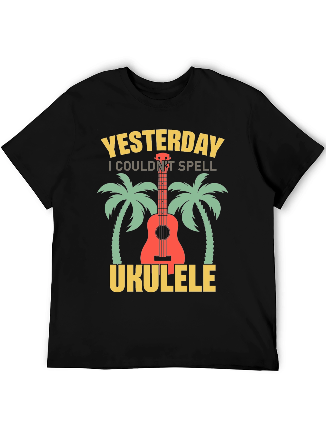 Black Yesterday I Couldn't Spell Ukulele T-Shirt view 5