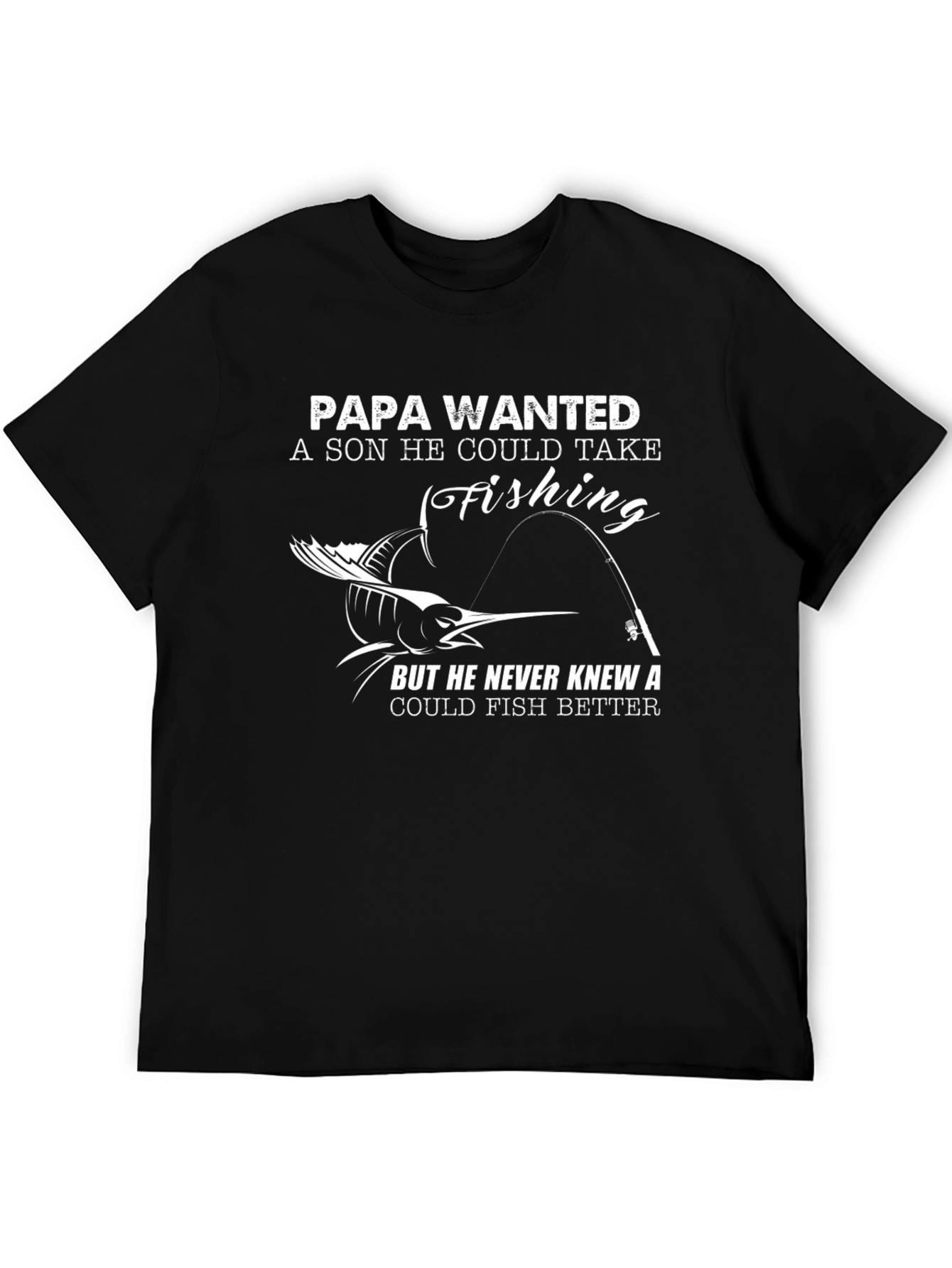 Black Papa Wanted Fishing T-Shirt view 5