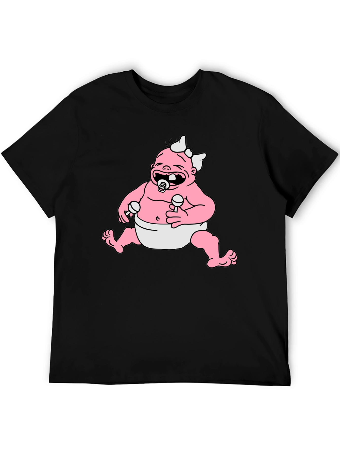 Black Cartoon Baby Graphic Black T-Shirt view 5