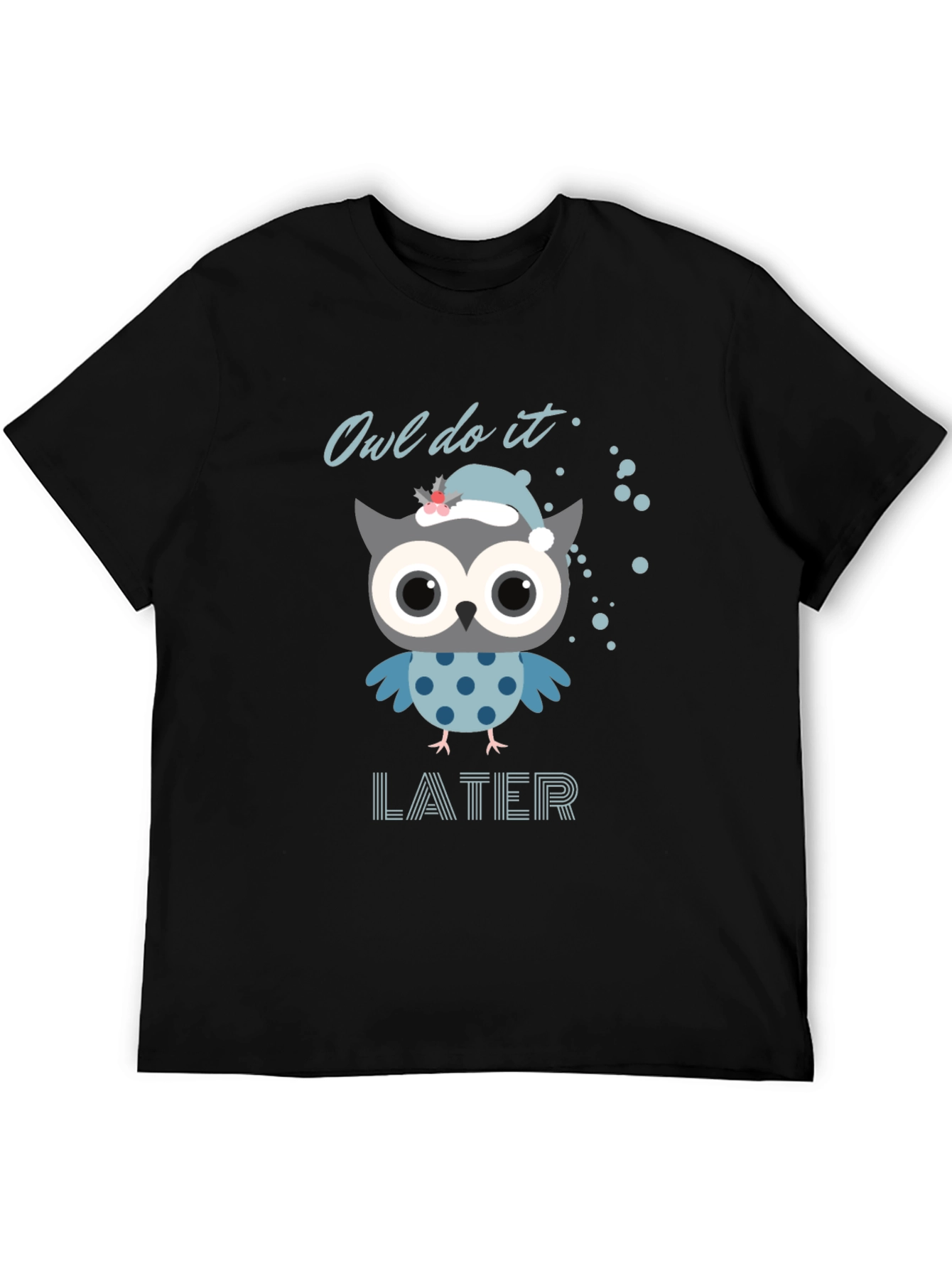 Black Owl Do It Later T-Shirt - Funny Graphic Tee view 5