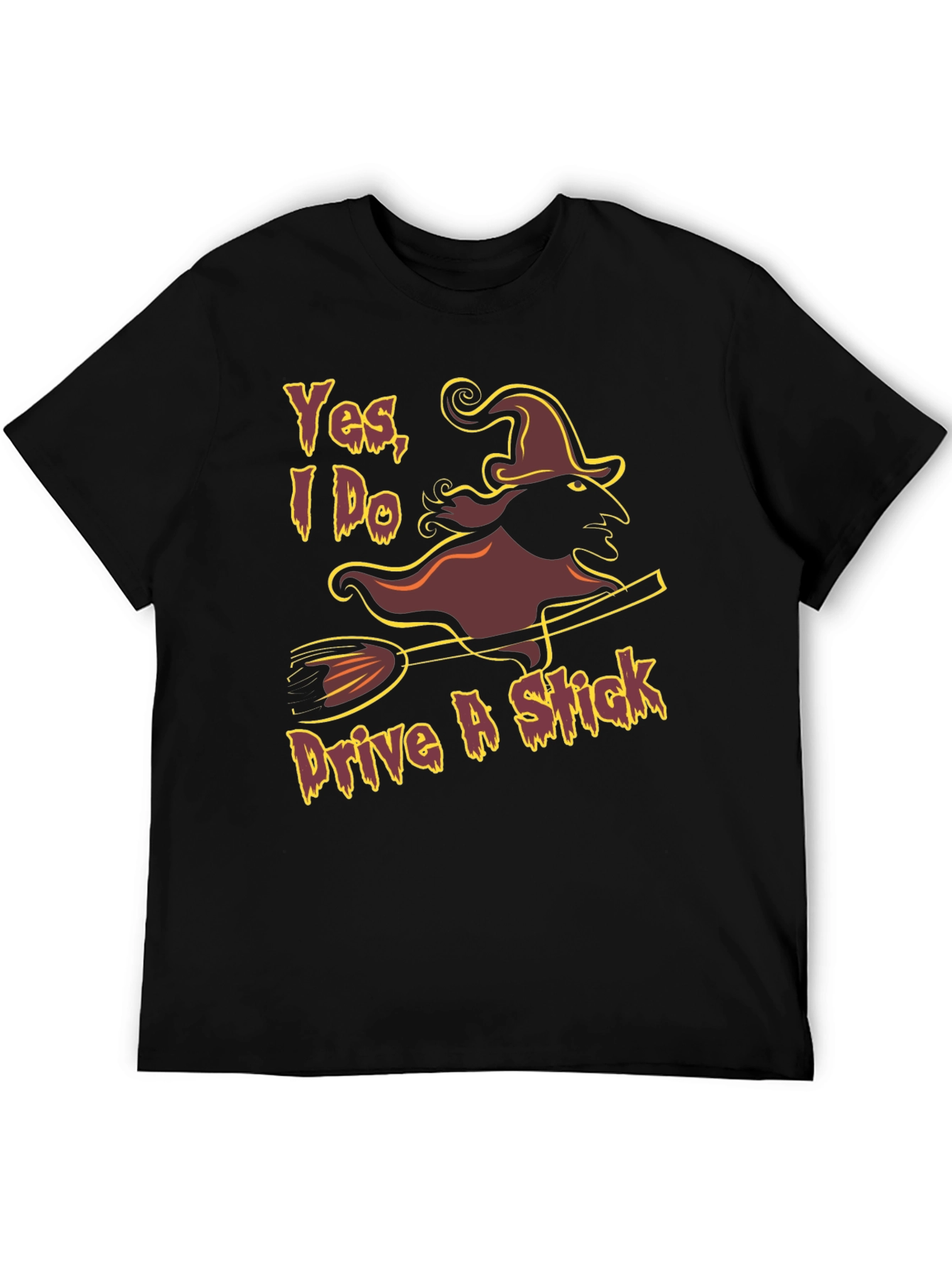 Black Yes, I Do Drive A Stick Witch Graphic T-Shirt view 5