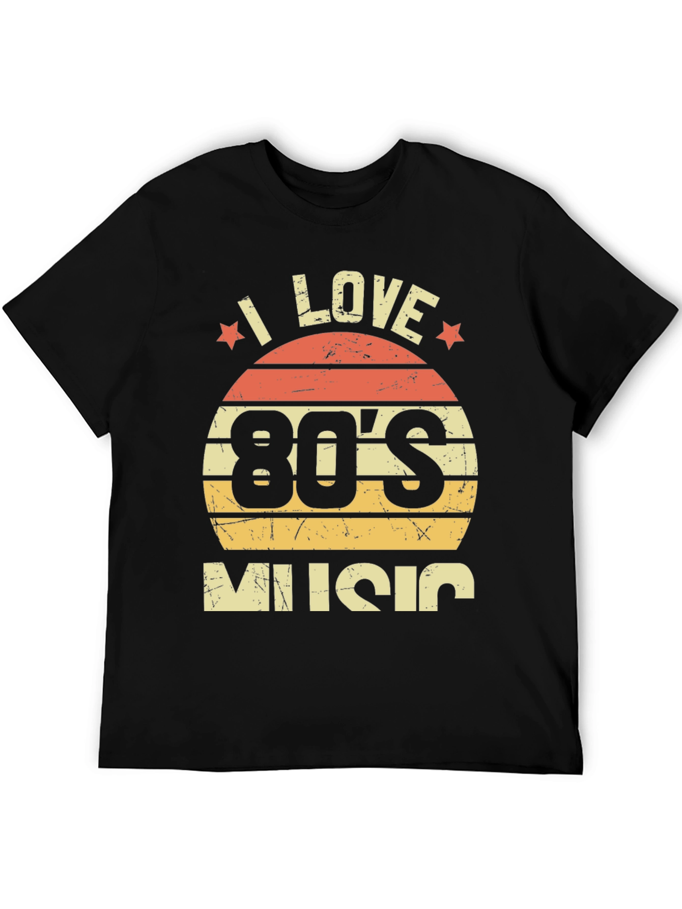 Black I Love 80's Music Retro T-Shirt view 5