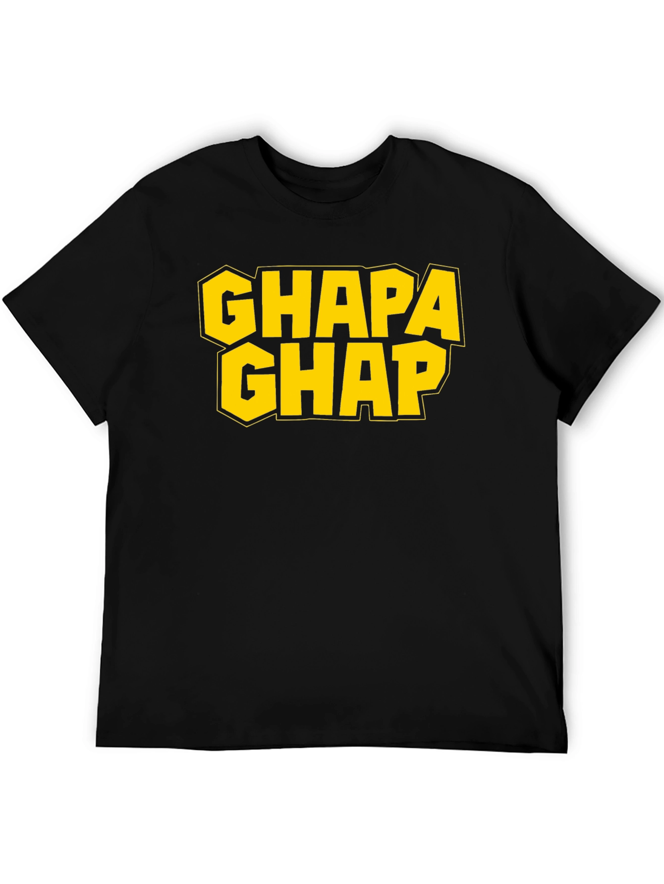 Black Ghapa Ghap Graphic T-Shirt - Bold Yellow Print view 5