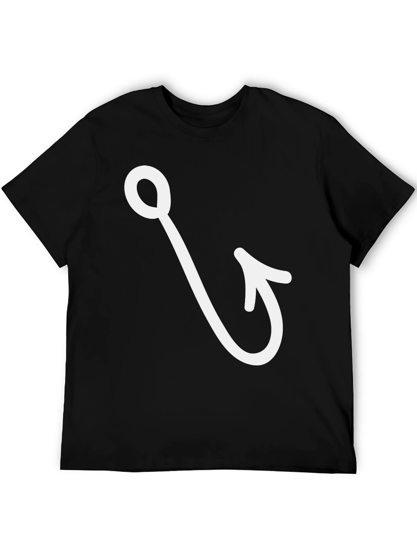 Black Fishing Hook Graphic Tee - Black Cotton Casual T-Shirt view 5
