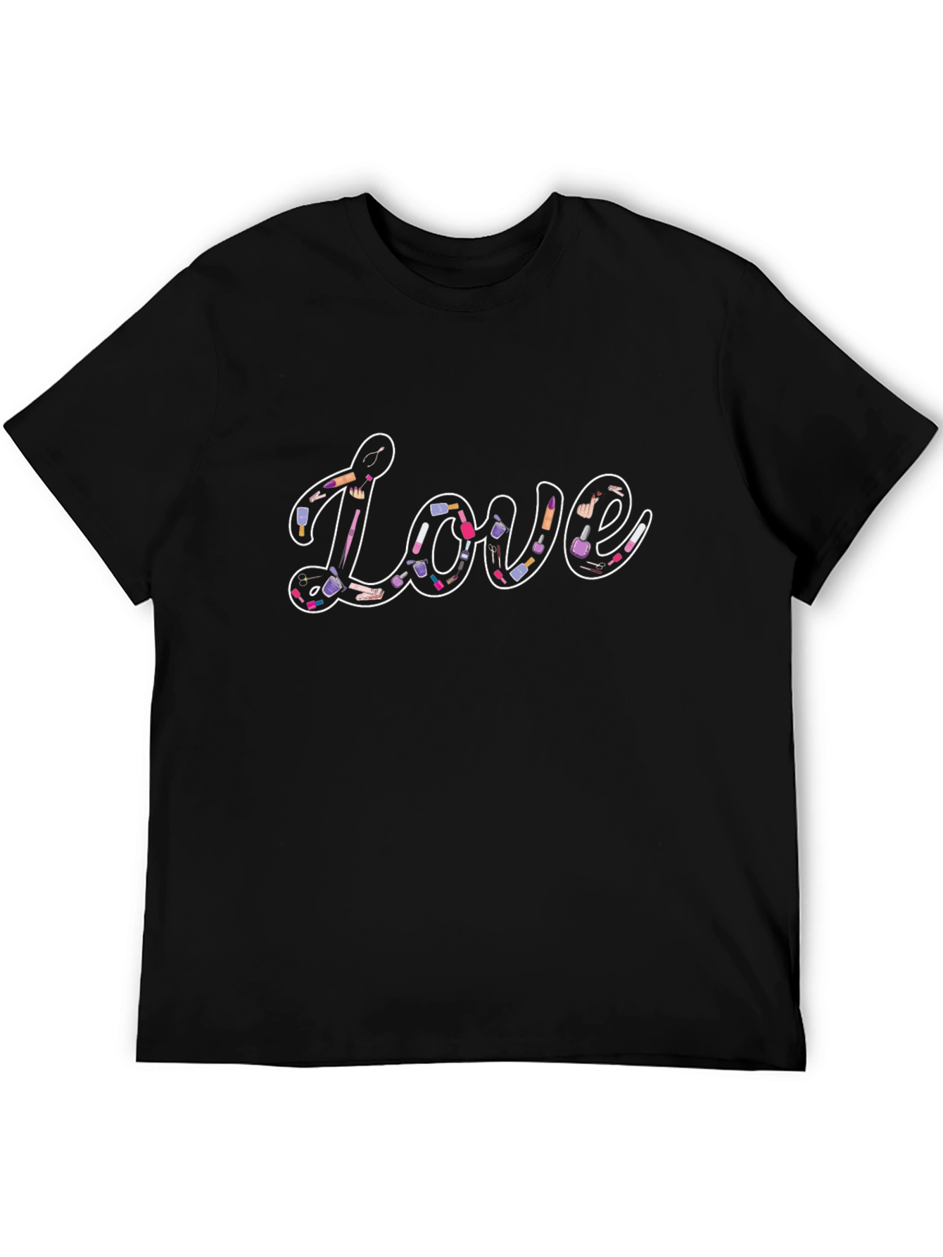 Black Love Makeup Design Black Tee Shirt view 5