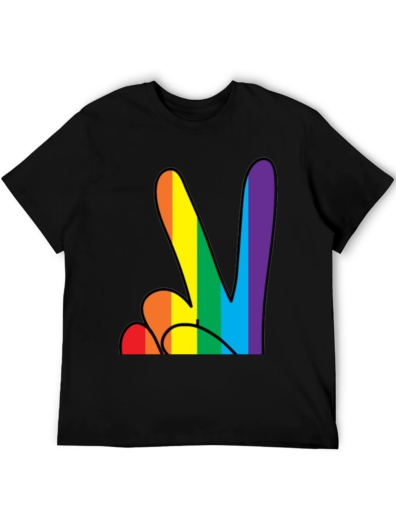 Black Rainbow Peace Sign Black T-Shirt view 5