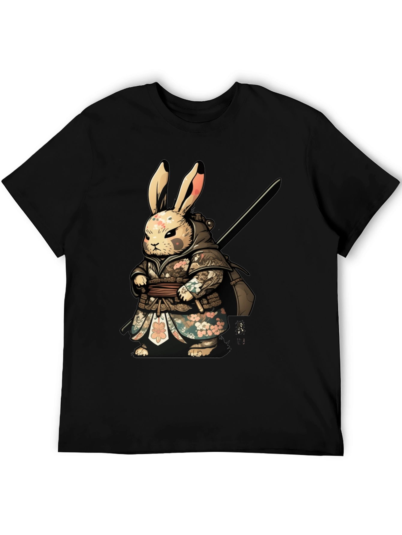 Black Samurai Rabbit Graphic Tee - Unique Design view 5
