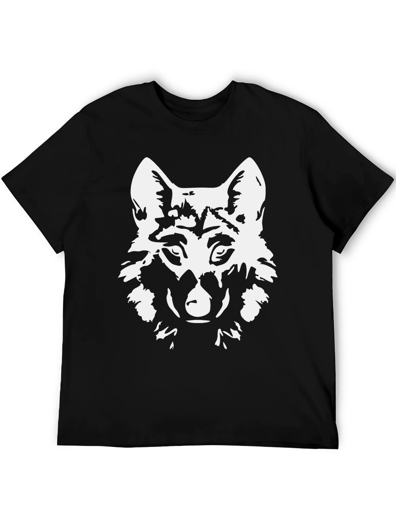 Black Men's Black Wolf Graphic T-Shirt view 5