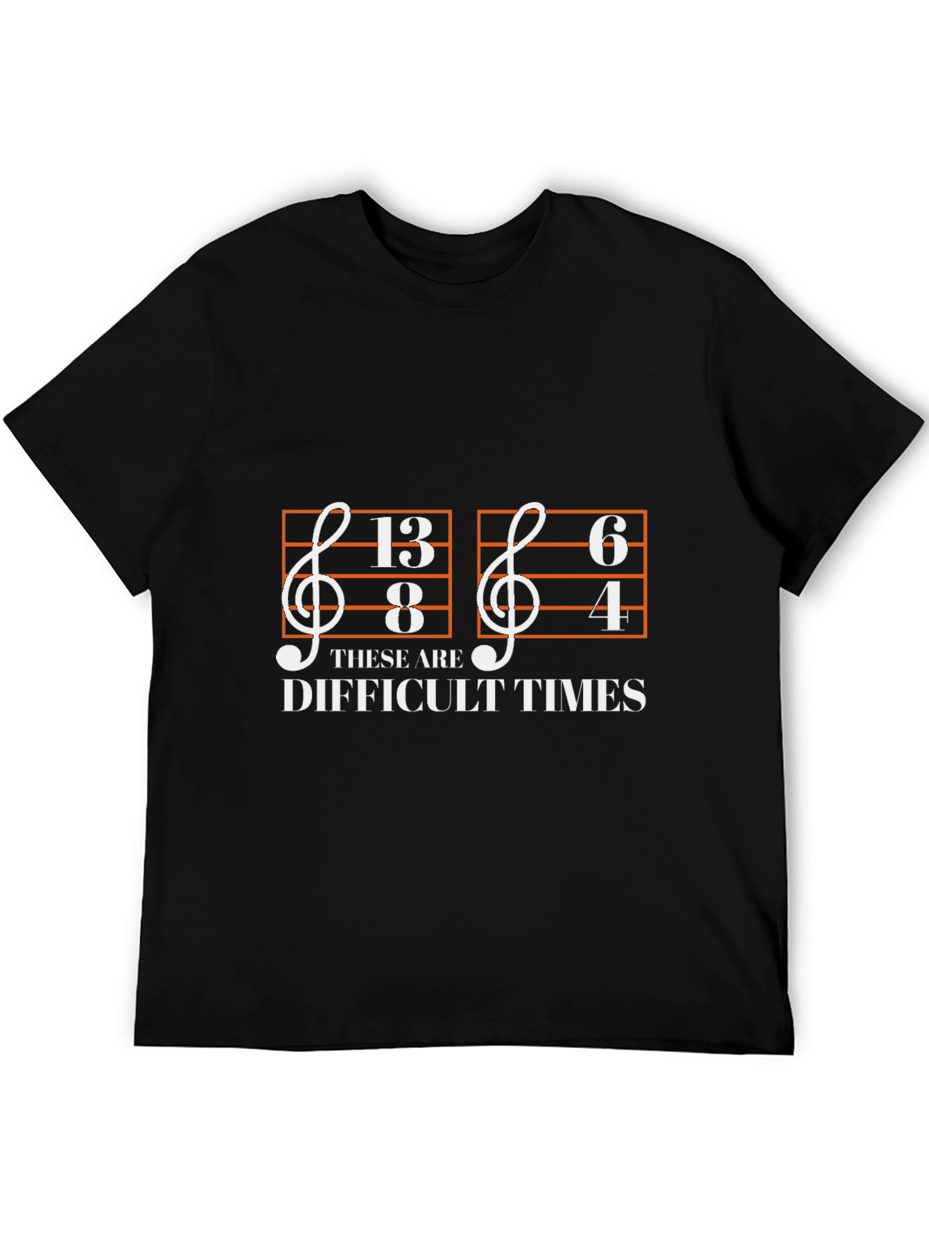 Black Difficult Times Music Note T-Shirt view 5