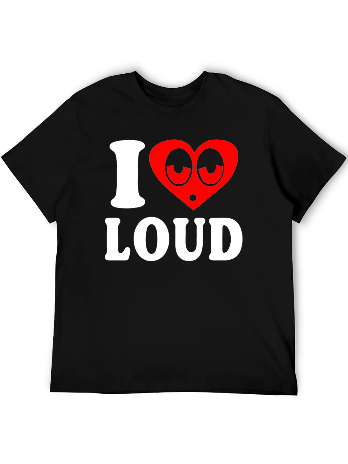 Black I Heart Loud Funny Graphic Tee - Black Cotton T-Shirt view 5