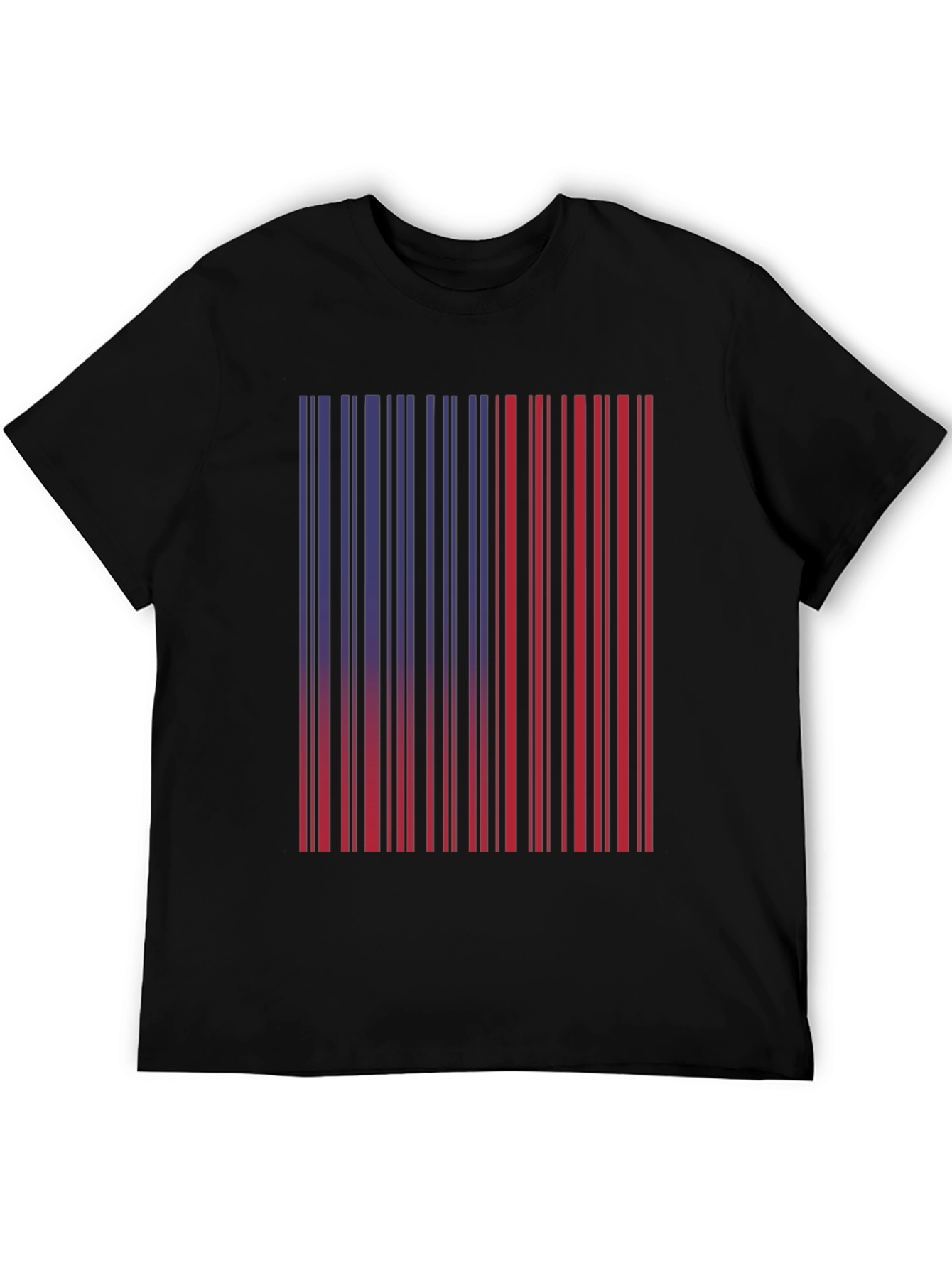 Black Barcode Graphic Tee - Unique Red & Blue Design view 5
