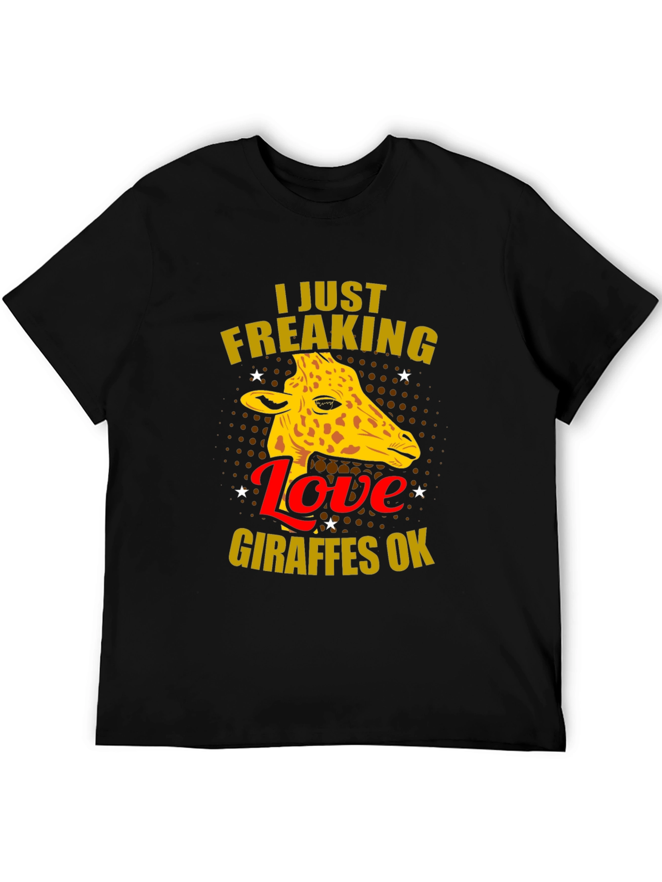 Black I Love Giraffes OK T-Shirt view 5