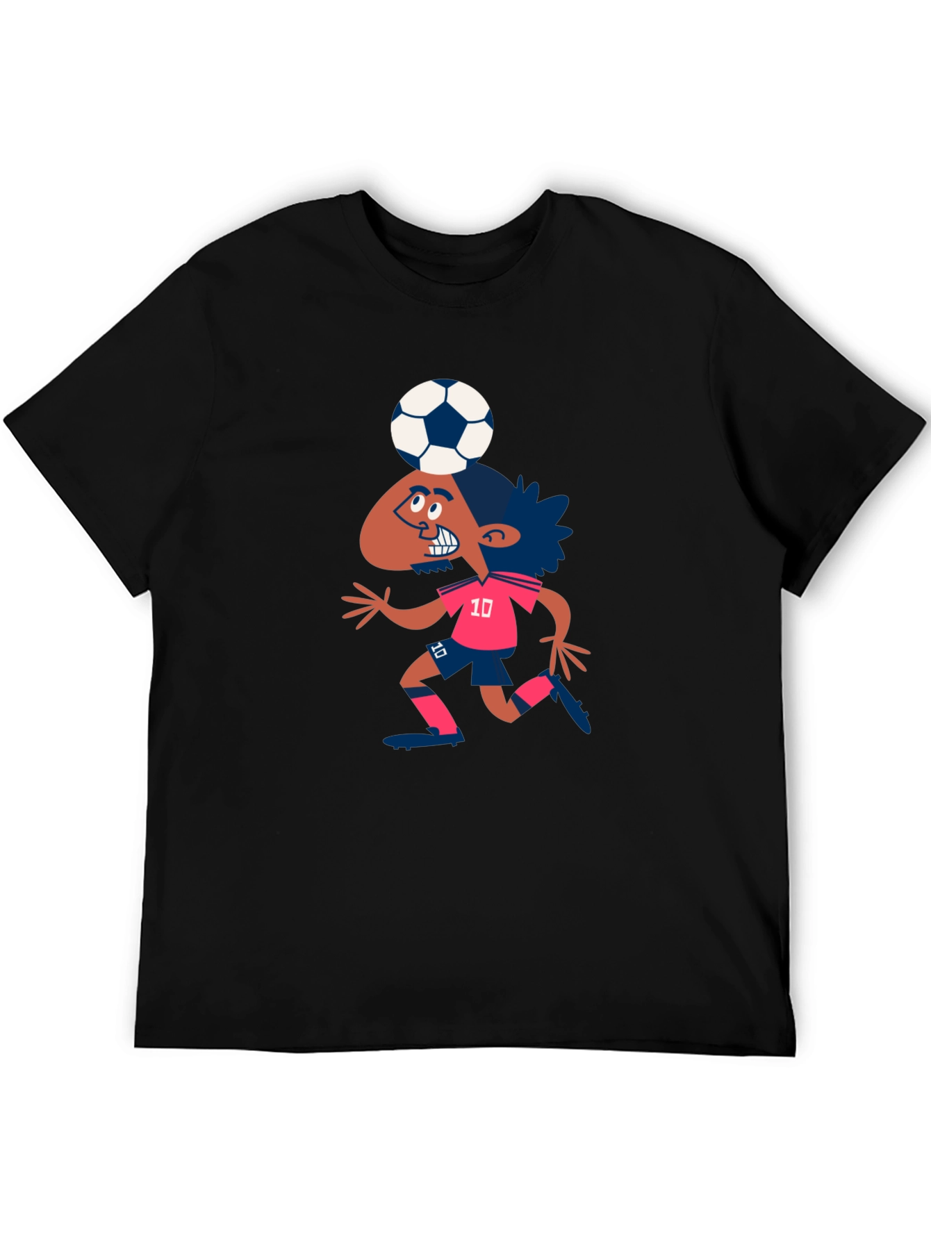 Black Cartoon Soccer Player Graphic T-Shirt view 5