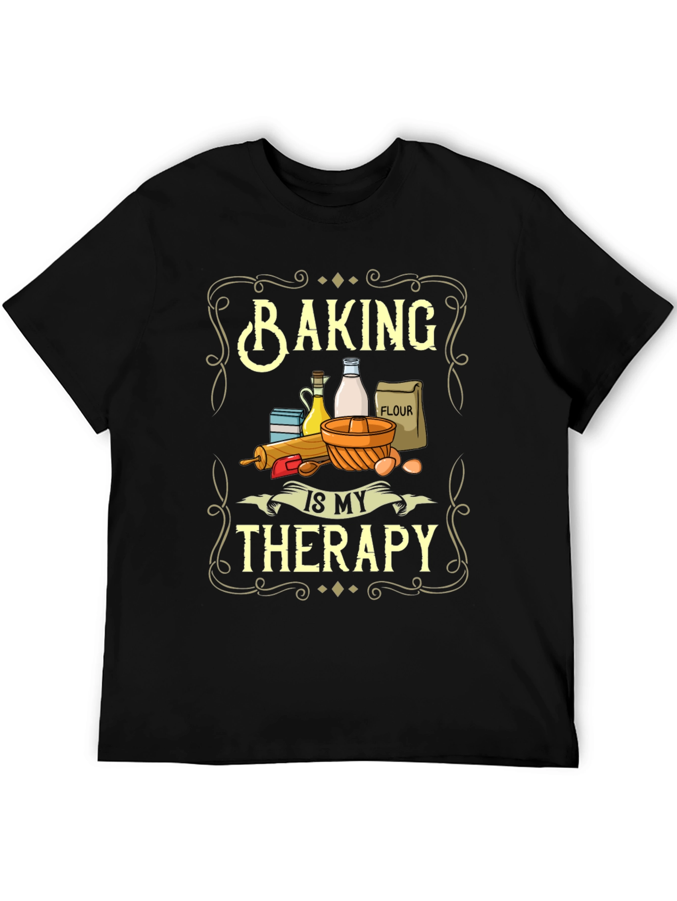 Black Baking Is My Therapy Graphic T-Shirt view 5