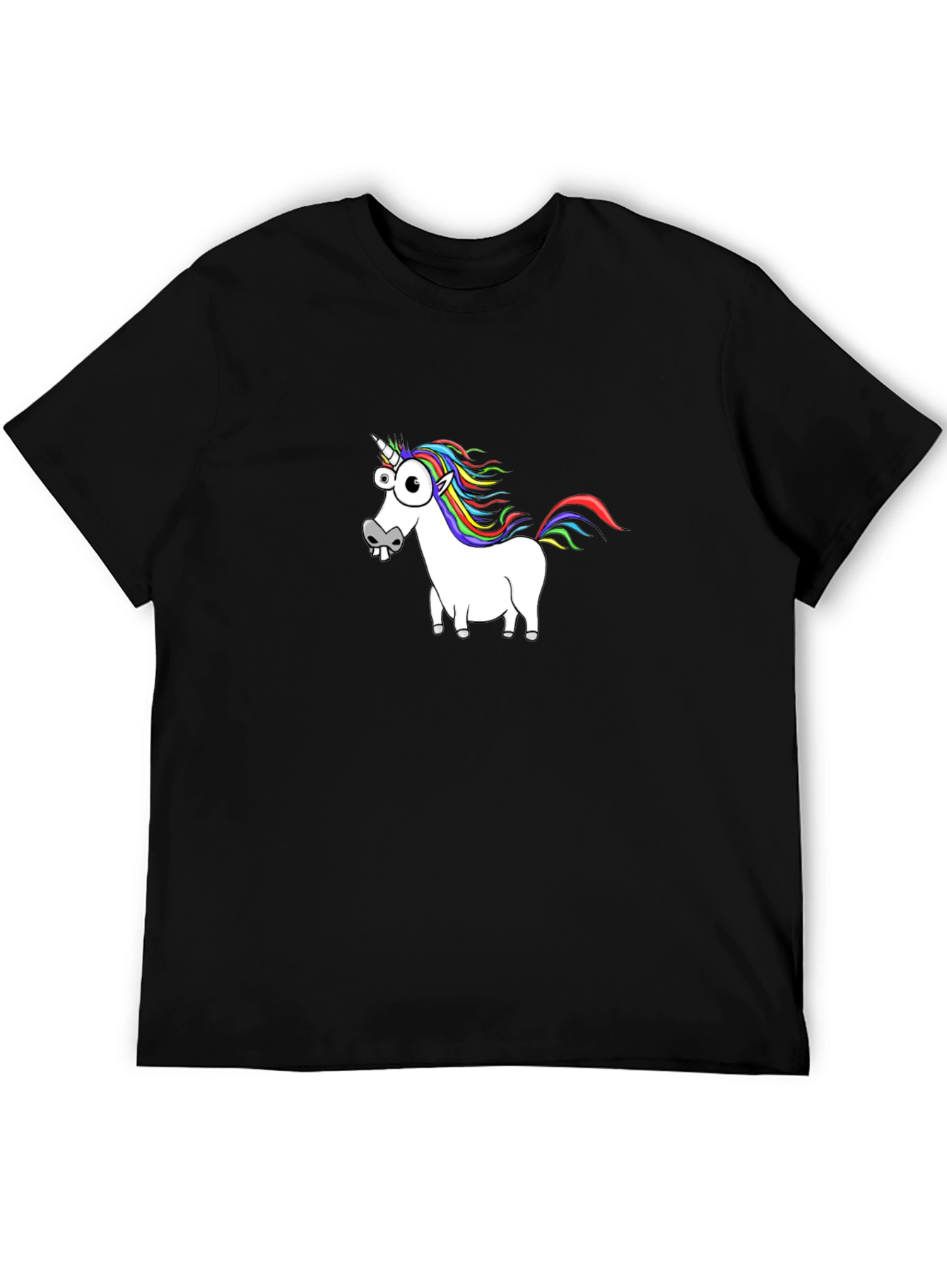 Black Funny Unicorn Graphic Tee - Black Cotton Casual T-Shirt view 5
