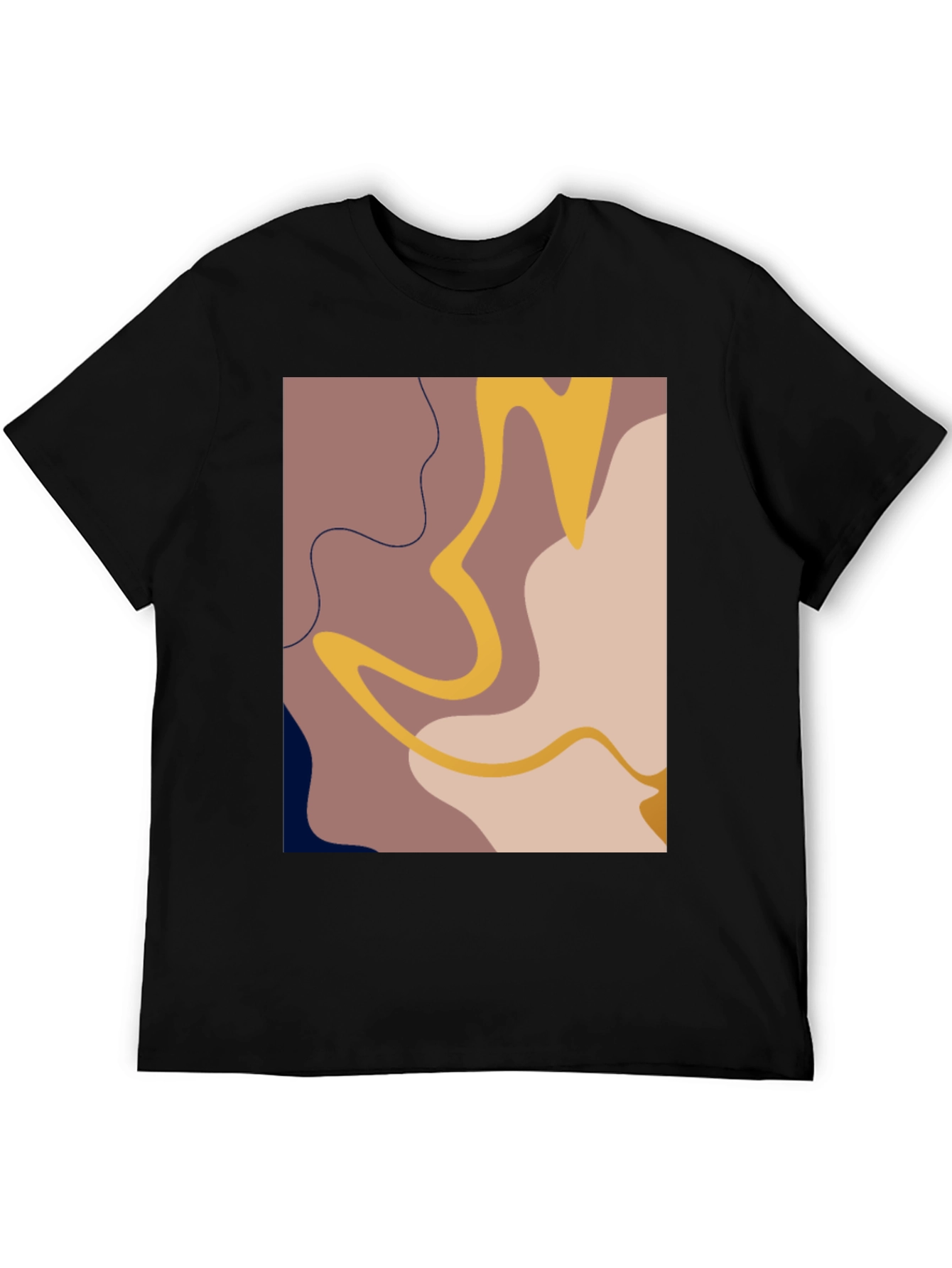 Black Abstract Graphic Print T-Shirt - Modern Art Tee view 5