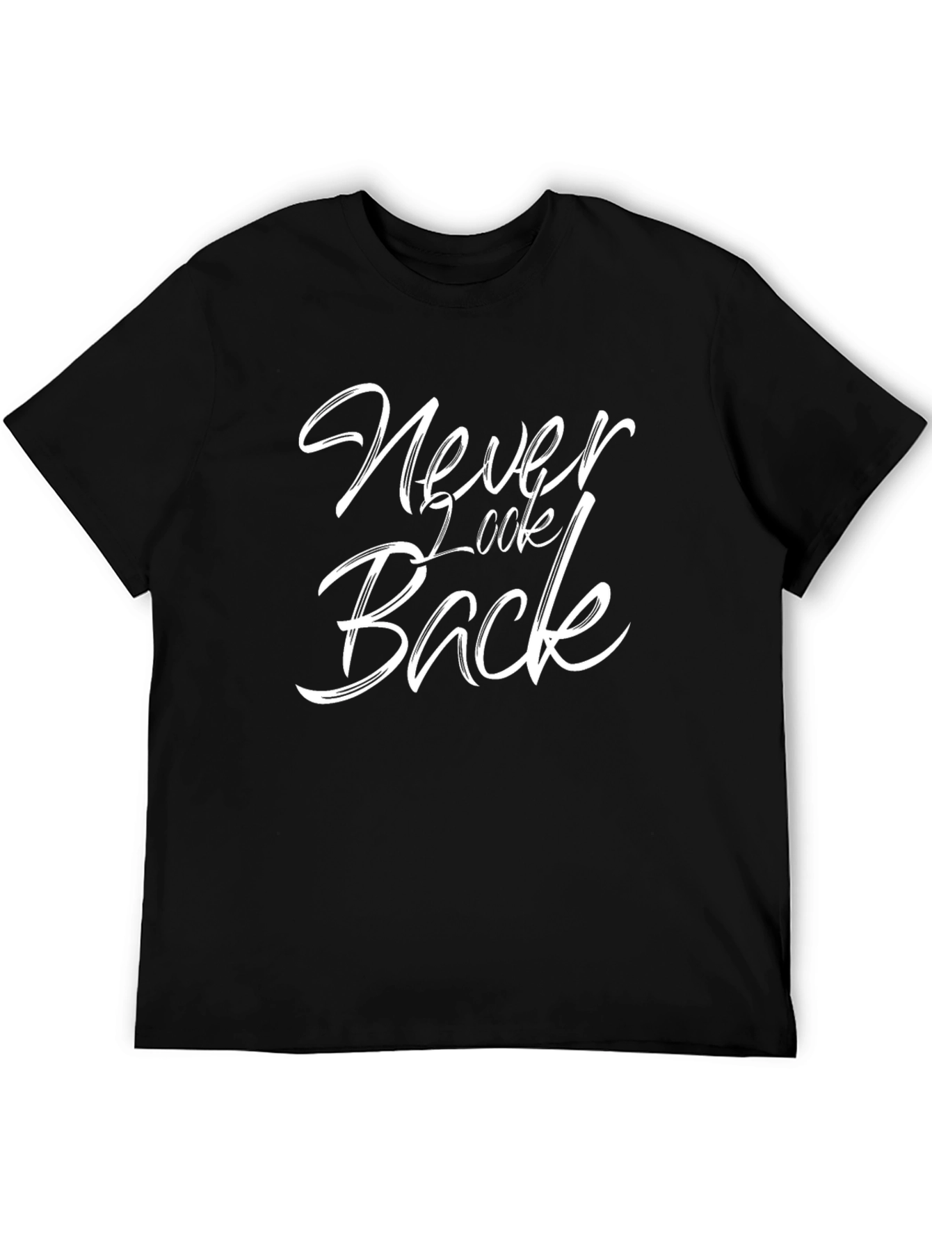 Black Never Look Back Graphic Tee - Bold Statement T-Shirt view 5