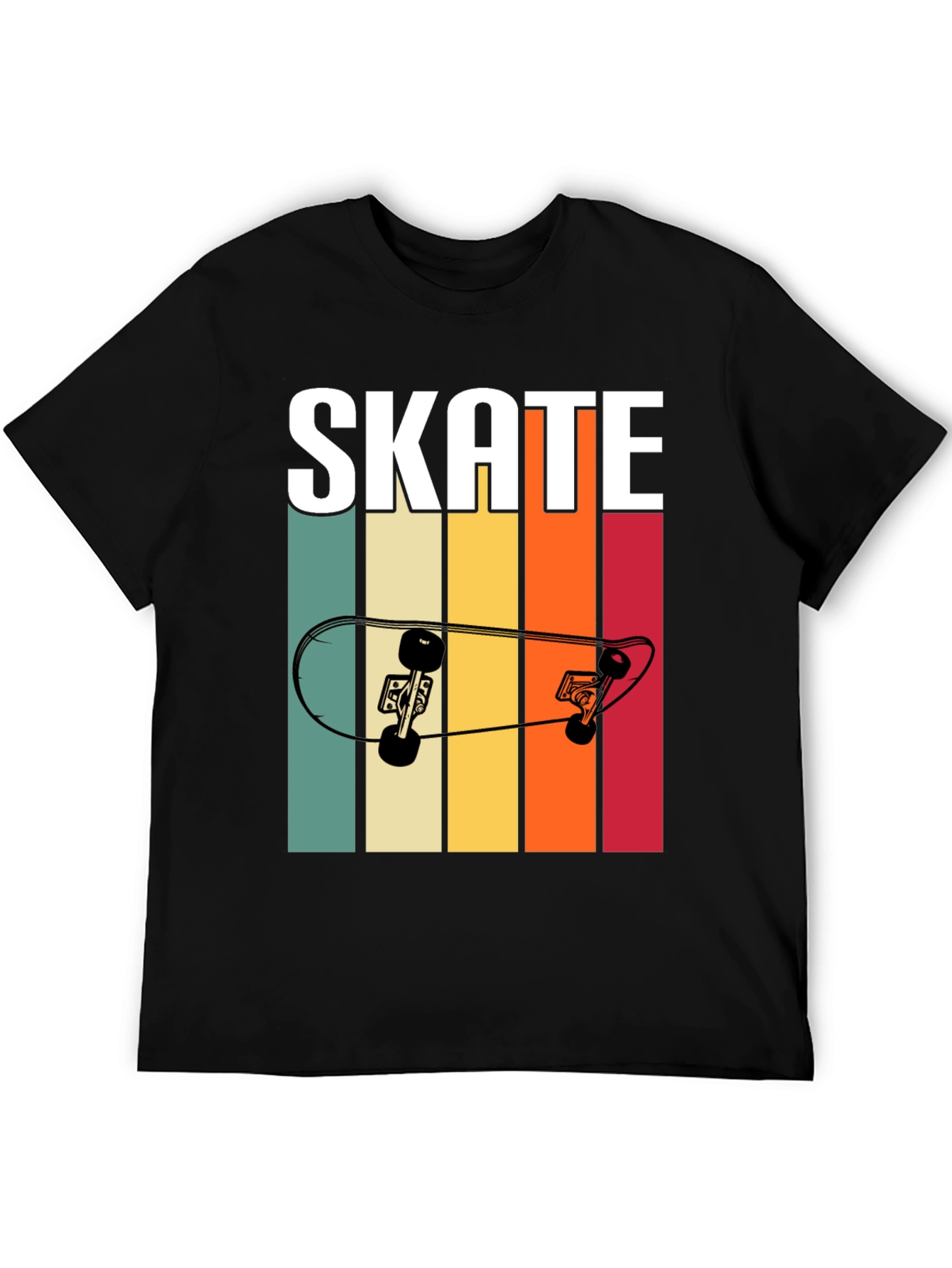 Black Retro Skate T-Shirt - Cool Skateboard Design view 5