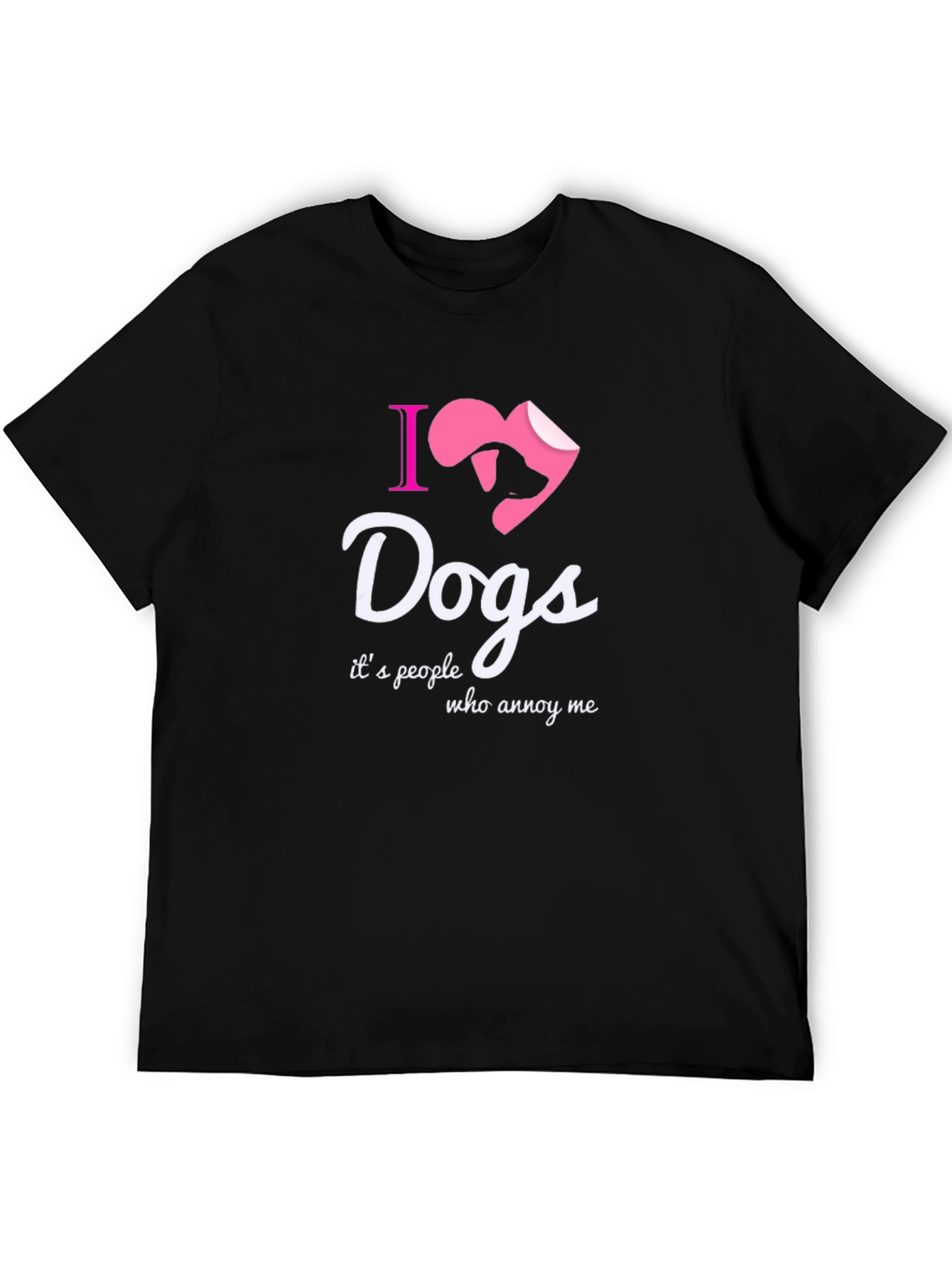 Black I Love Dogs T-Shirt - Novelty Graphic Tee view 5