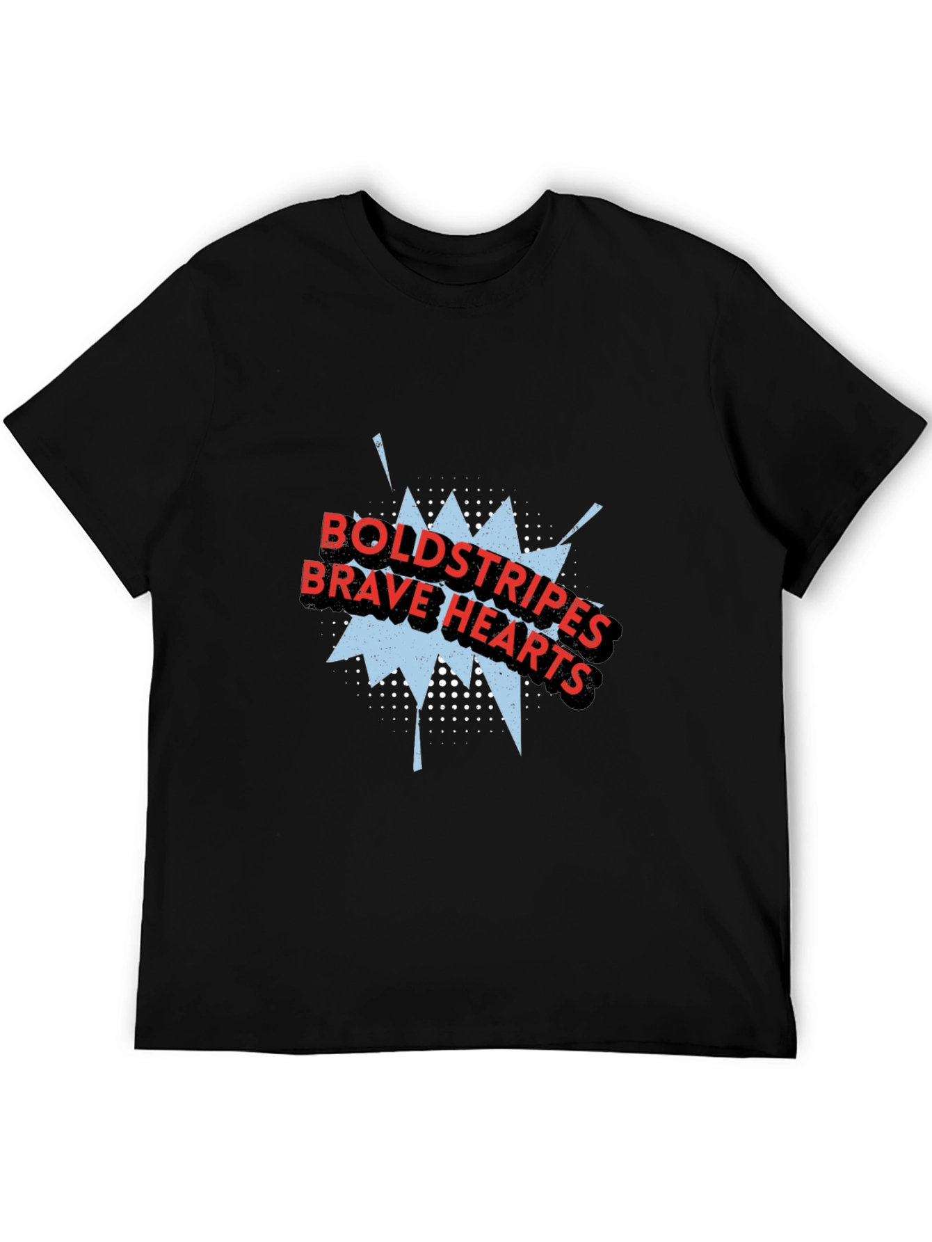 Black Bold Stripes Brave Hearts Graphic Tee view 5