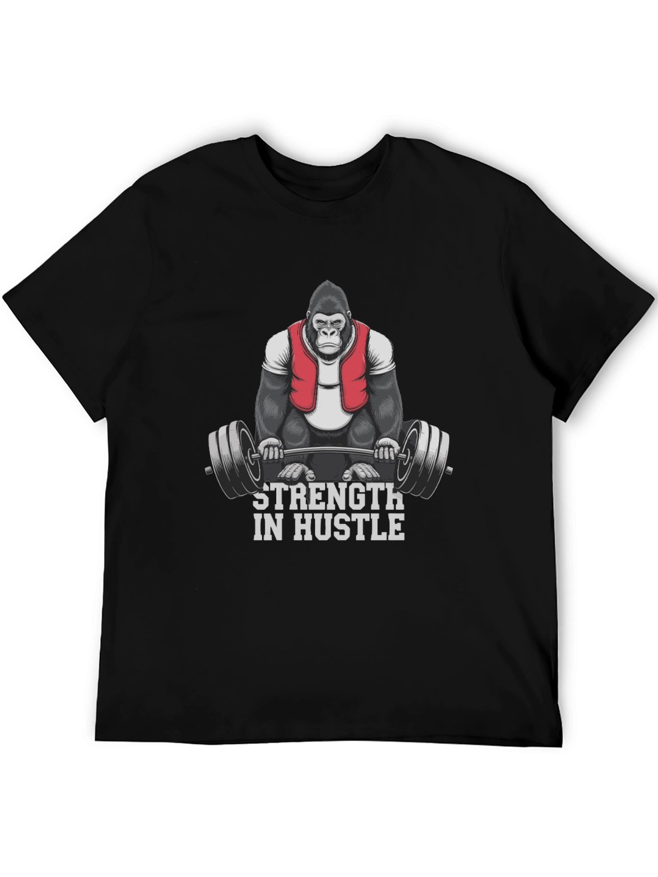 Black Strength in Hustle Gorilla Gym T-Shirt view 5