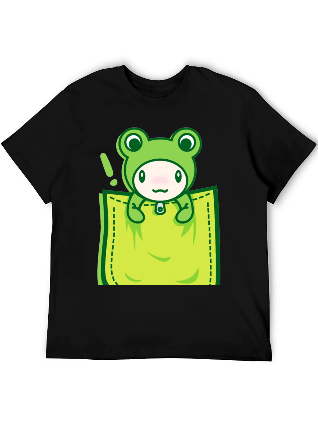 Black Cute Frog Pocket T-Shirt - Fun Graphic Tee view 5